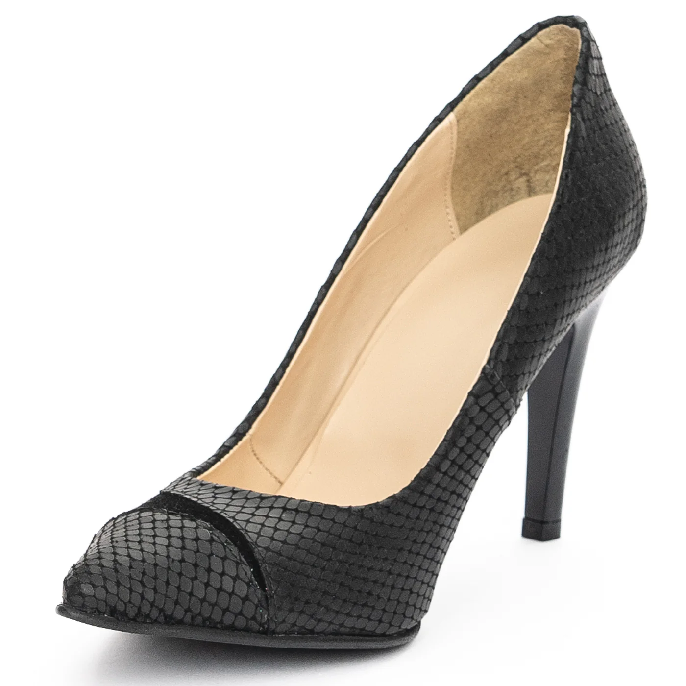 Pantofi dama din piele naturala neagra cu toc subtire 9 cm 13945 - Image 3