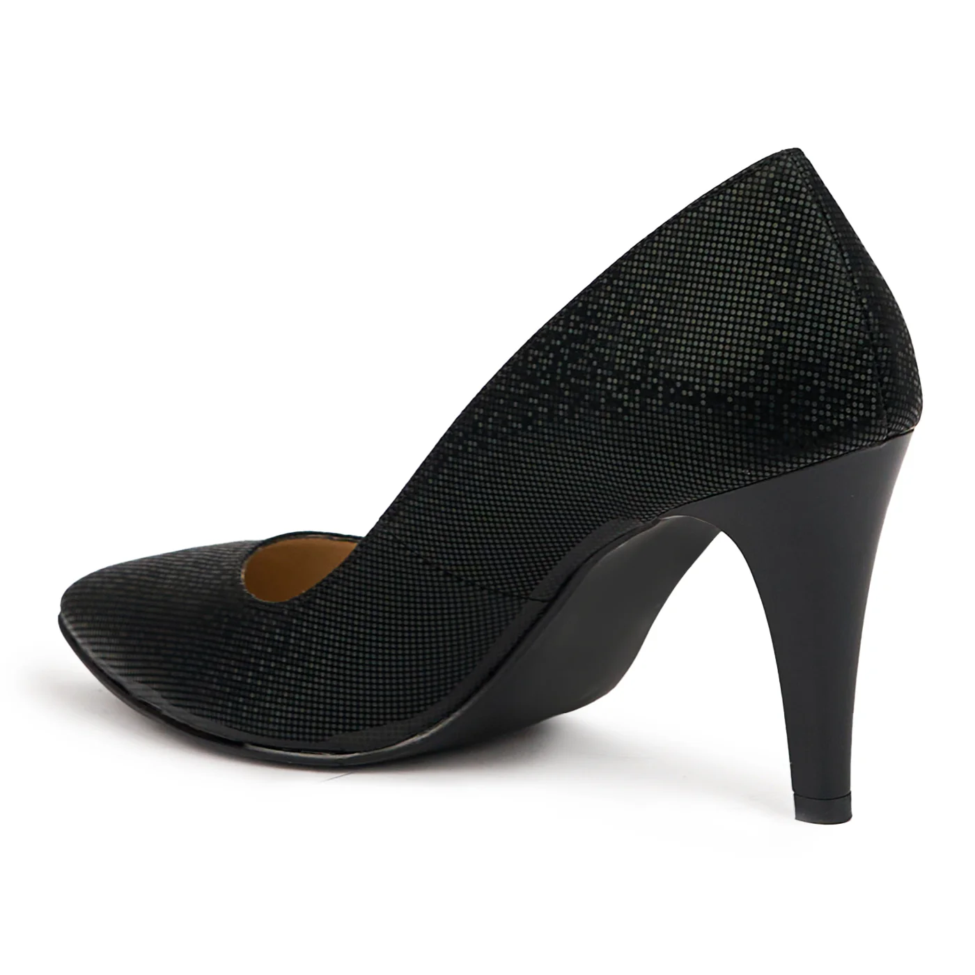 Pantofi dama din piele naturala neagra cu toc subtire 9 cm 14572 - Image 2