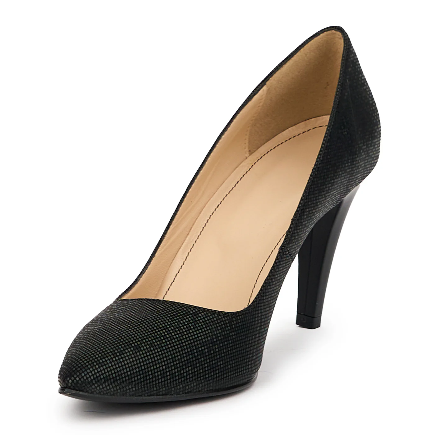 Pantofi dama din piele naturala neagra cu toc subtire 9 cm 14572 - Image 3