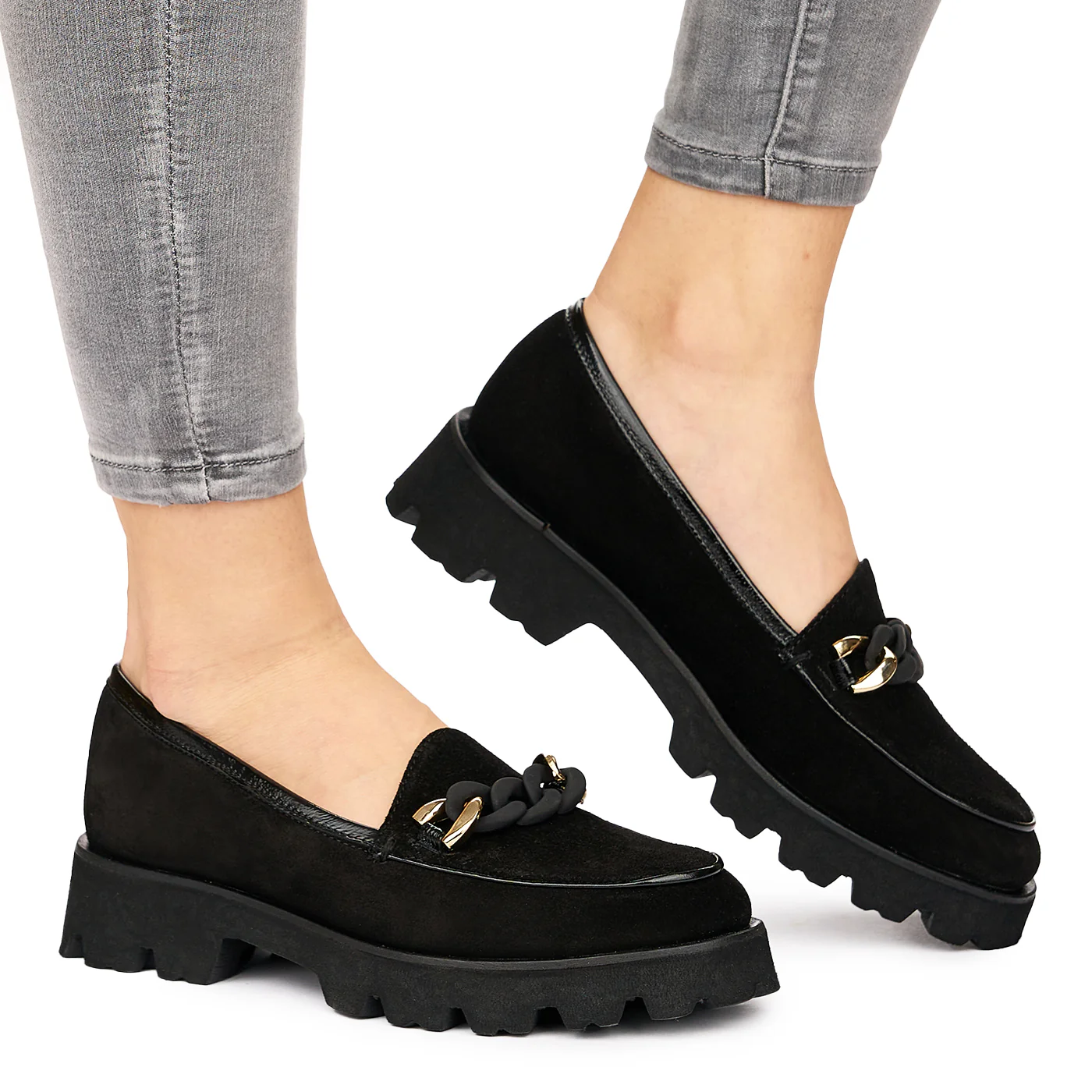 Pantofi Dama Din Piele Naturala neagra Fara Siret 8102 - Image 2