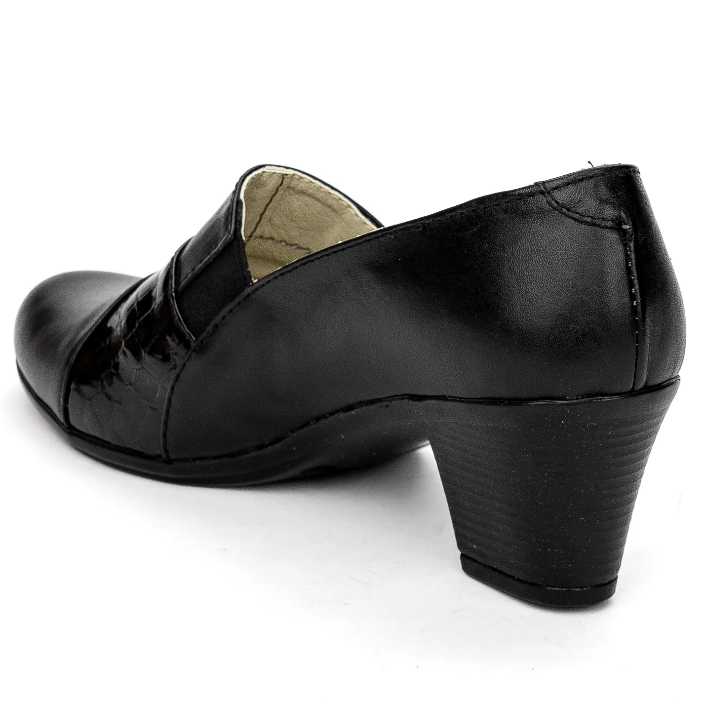 Pantofi dama din piele naturala neagra toc 6 cm 13695 - Image 2