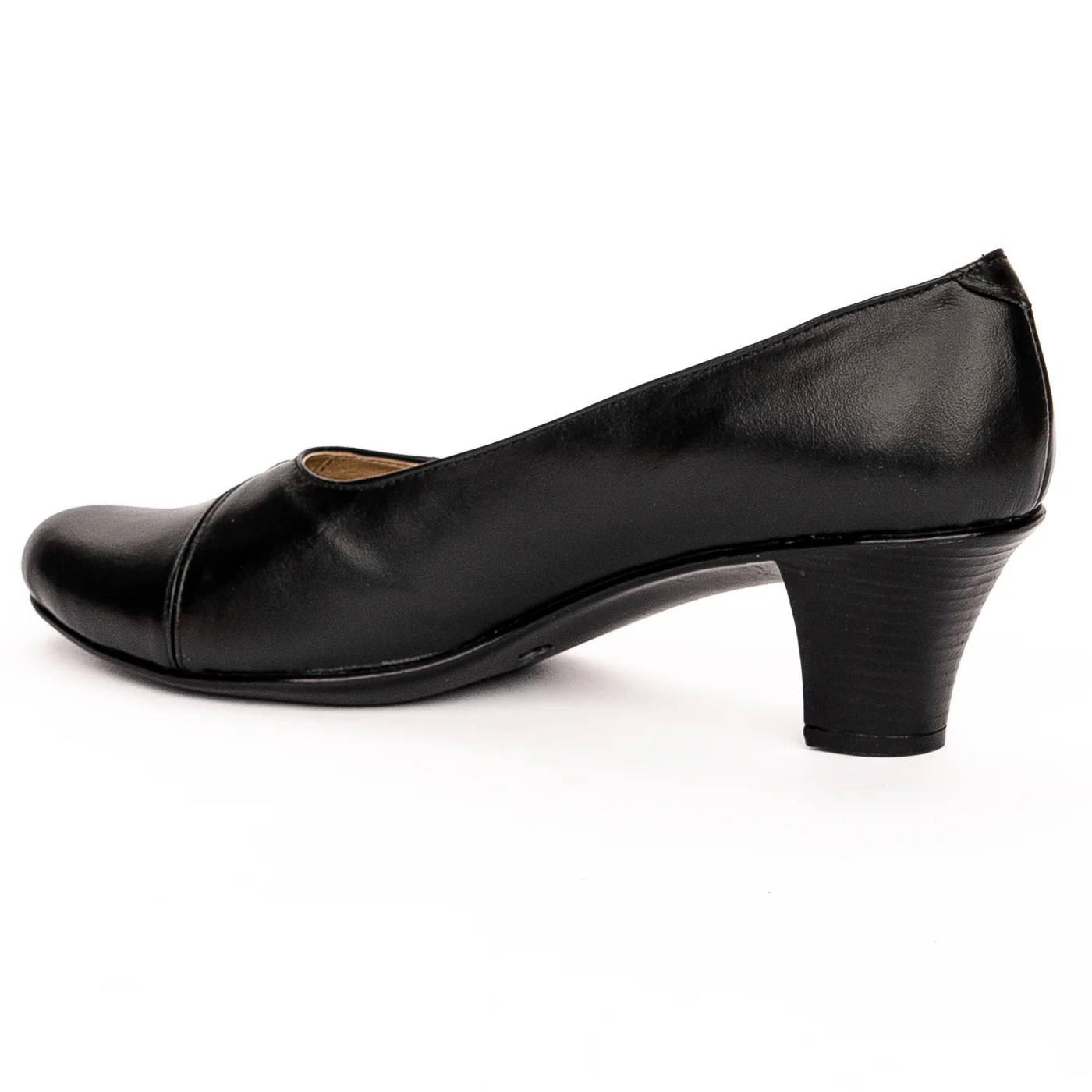 Pantofi dama din piele naturala neagra toc 6cm 13262 - Image 2