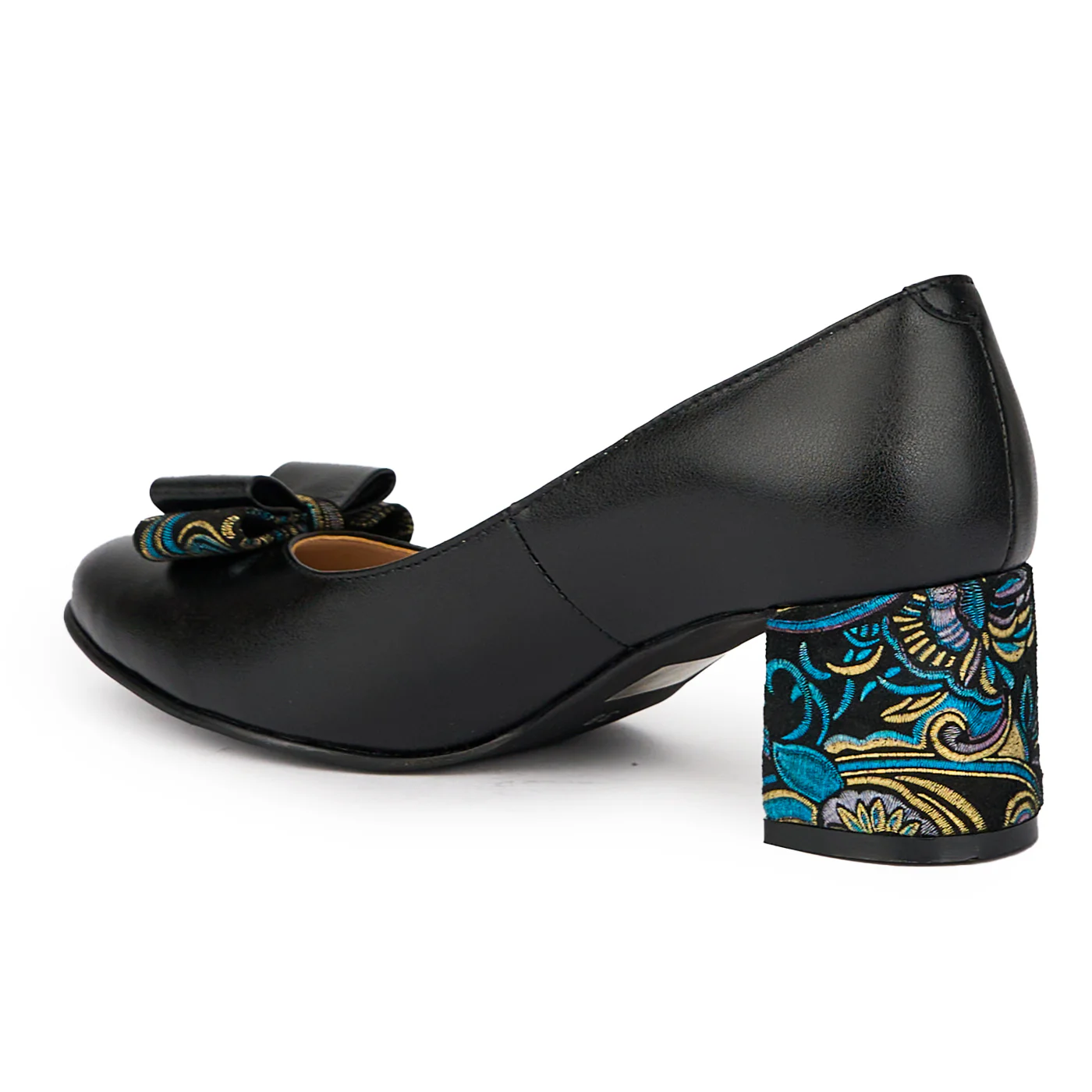 Pantofi dama din piele naturala neagra toc gros 6 cm 15415 - Image 2
