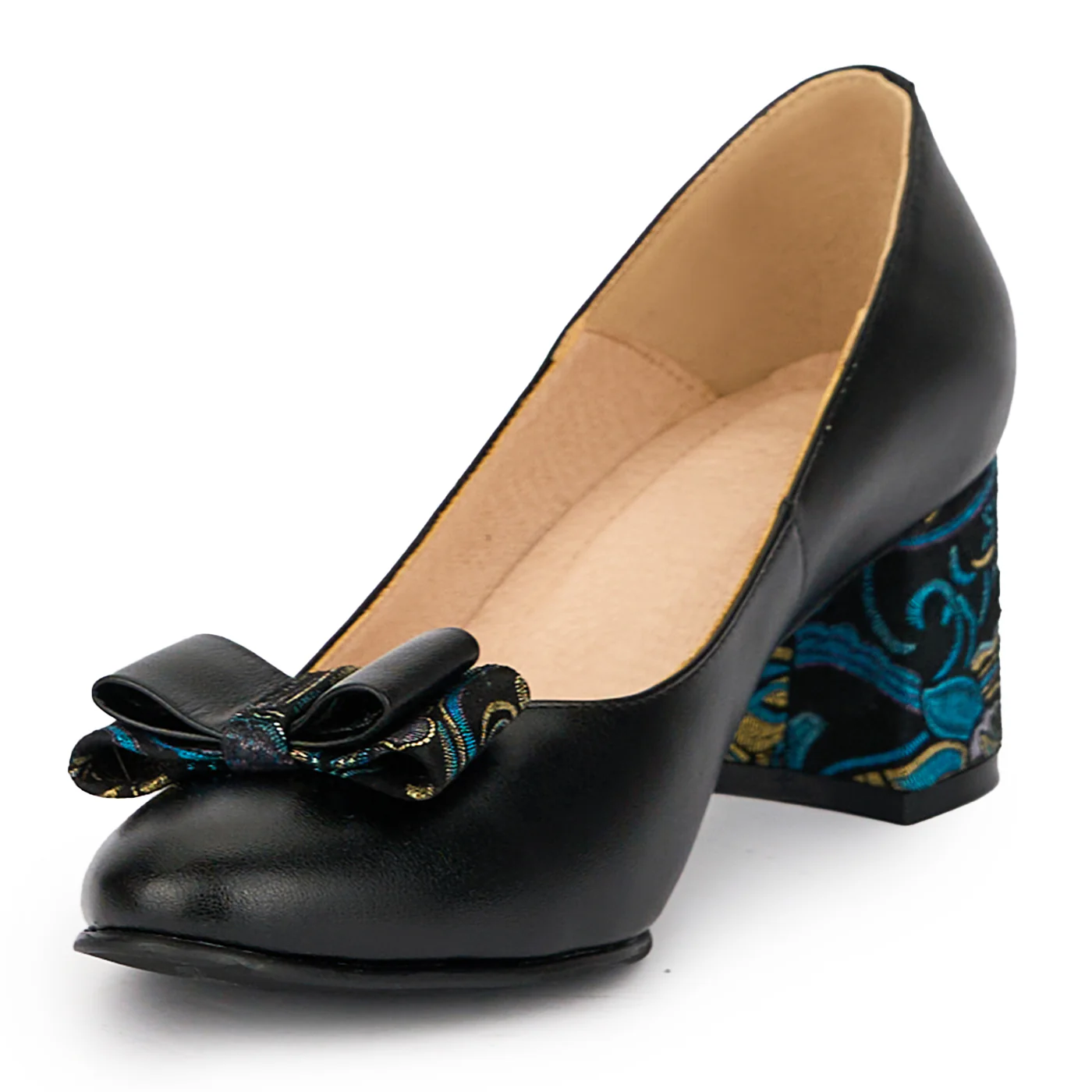Pantofi dama din piele naturala neagra toc gros 6 cm 15415 - Image 3