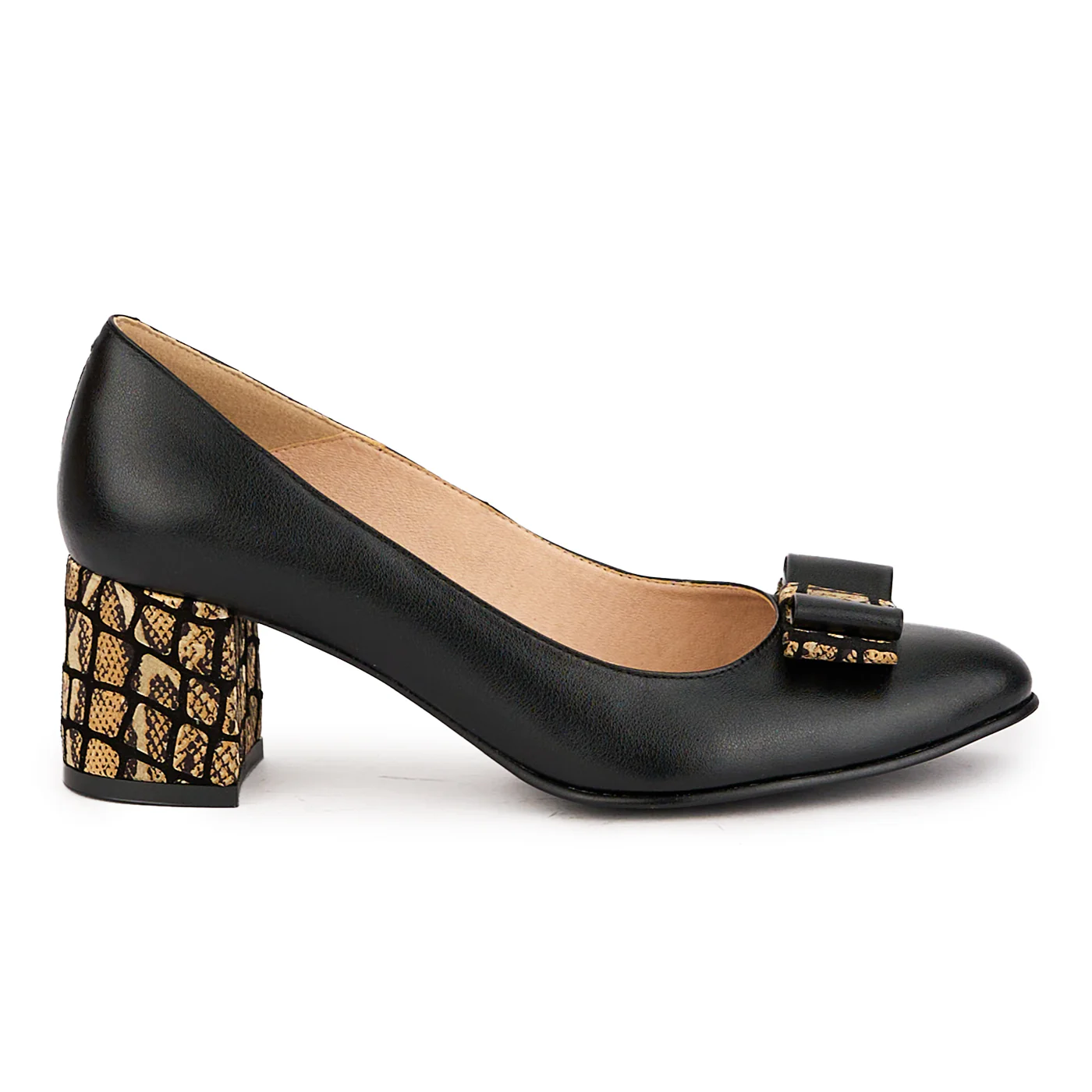 Pantofi dama din piele naturala neagra toc gros 6 cm 16811