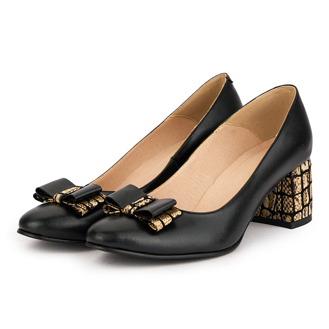 Pantofi dama din piele naturala neagra toc gros 6 cm 16811 - Image 3