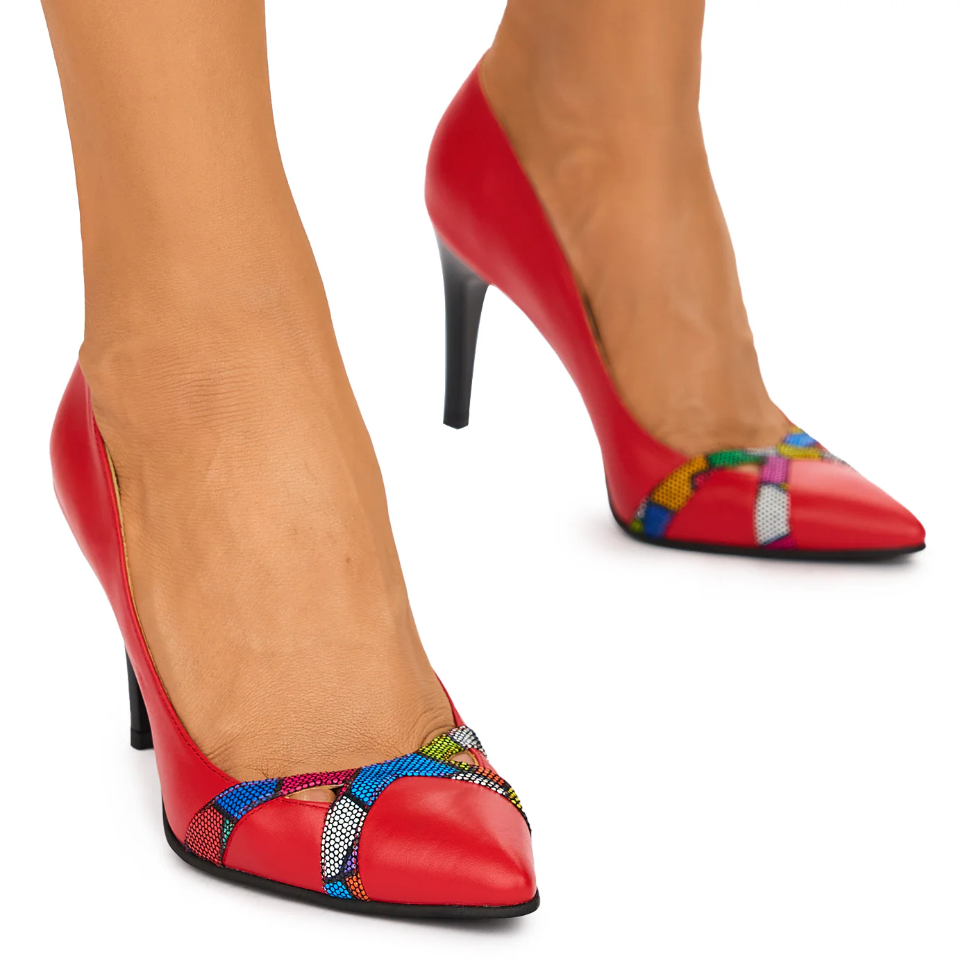 Pantofi dama din piele naturala rosie 10557 - Image 2