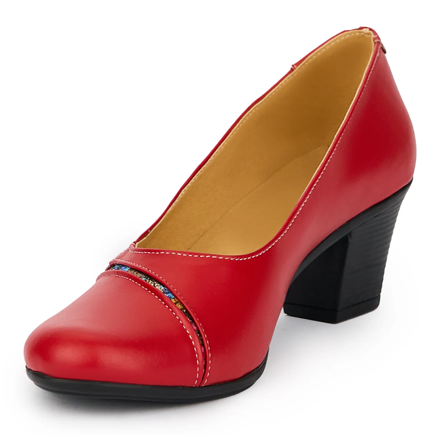 Pantofi dama din piele naturala rosie 15311 - Image 3