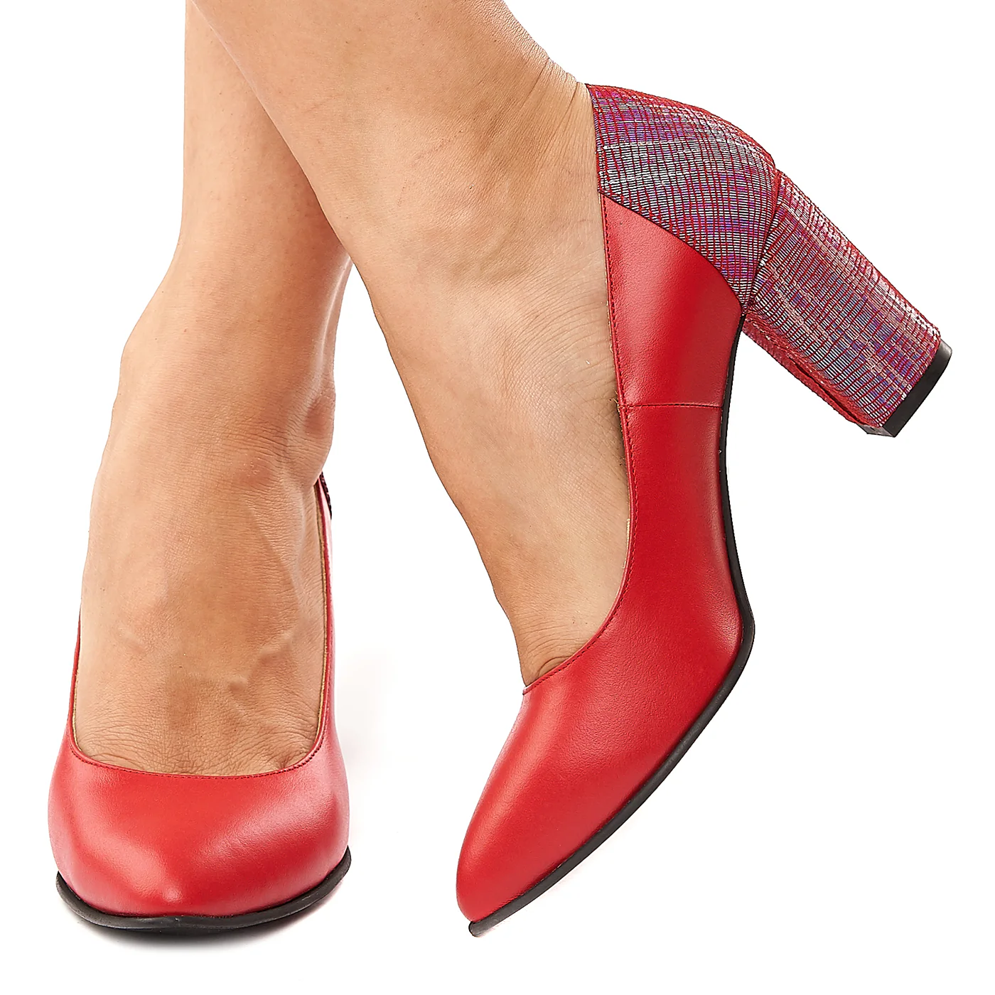 Pantofi dama din piele naturala rosie 4212 - Image 3