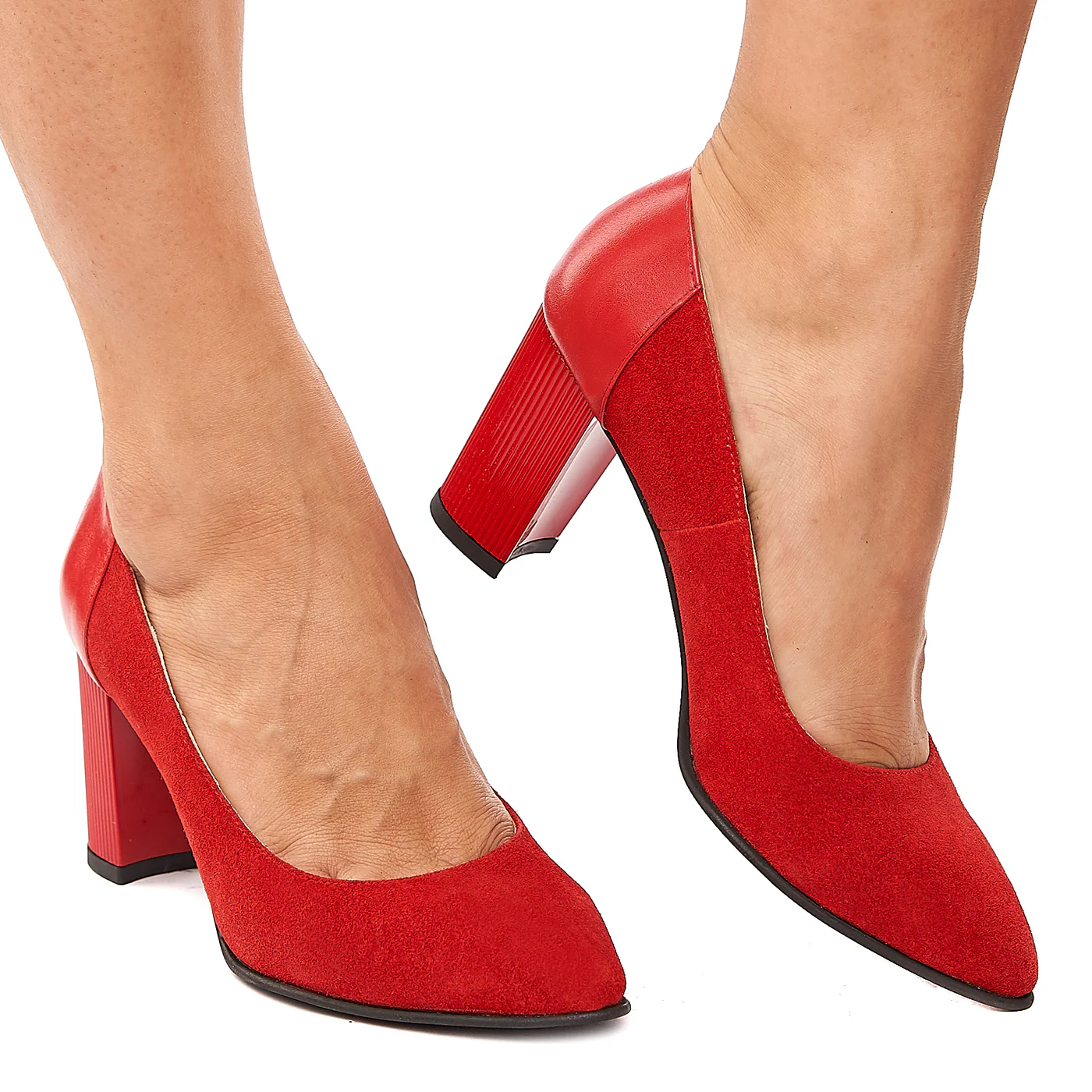Pantofi dama din piele naturala rosie 4219 - Image 2