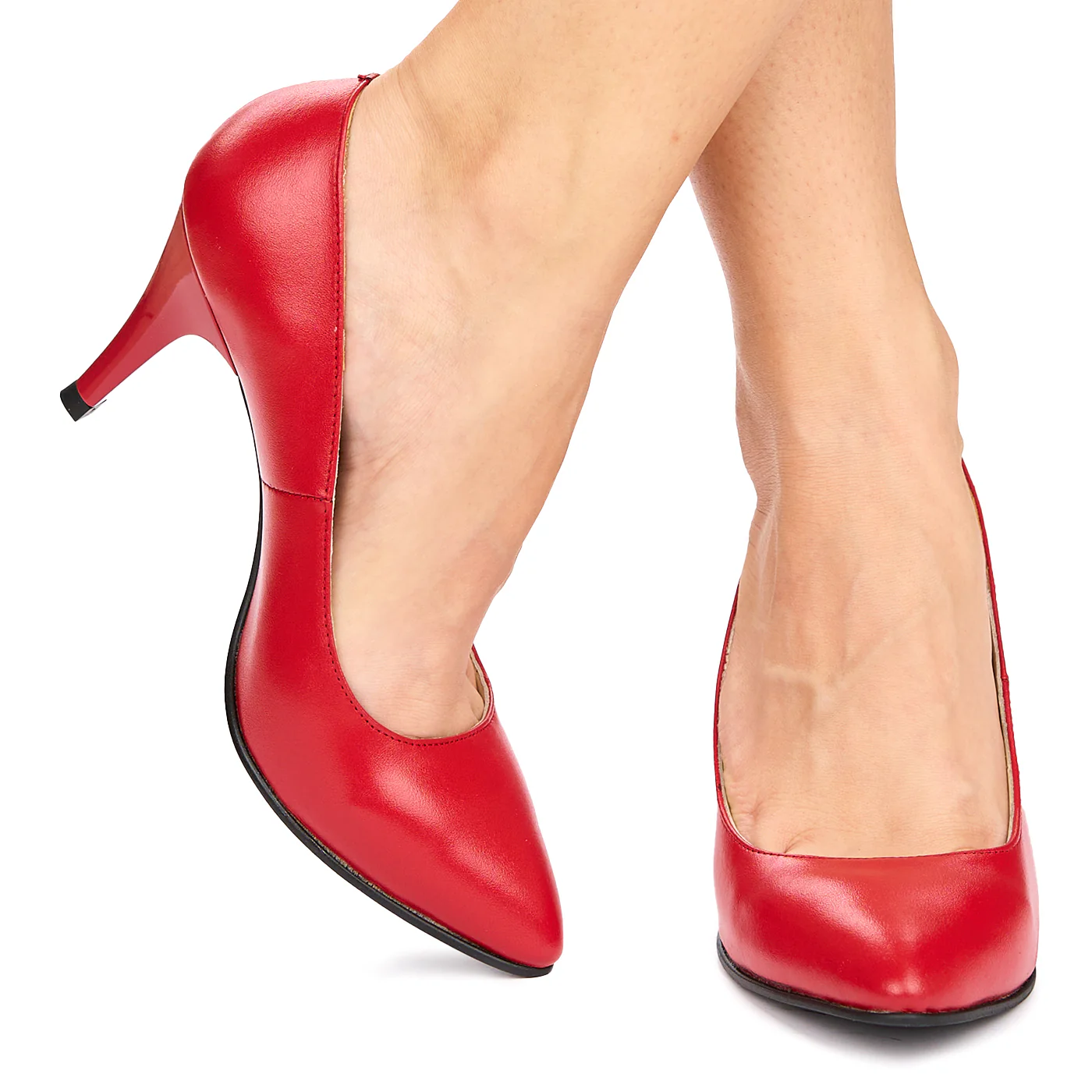Pantofi dama din piele naturala rosie 9018 - Image 3