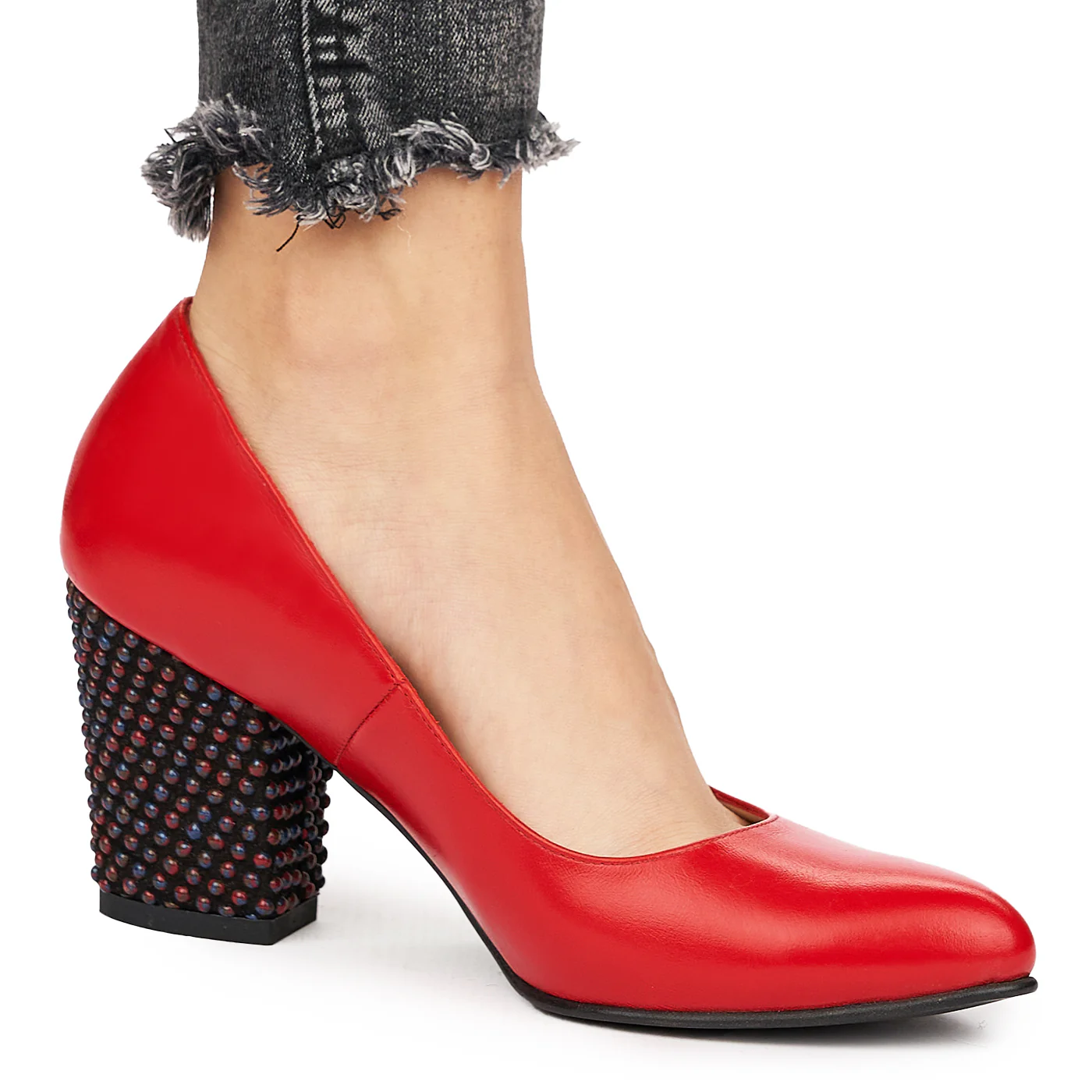 Pantofi dama din piele naturala rosie 9136 - Image 3