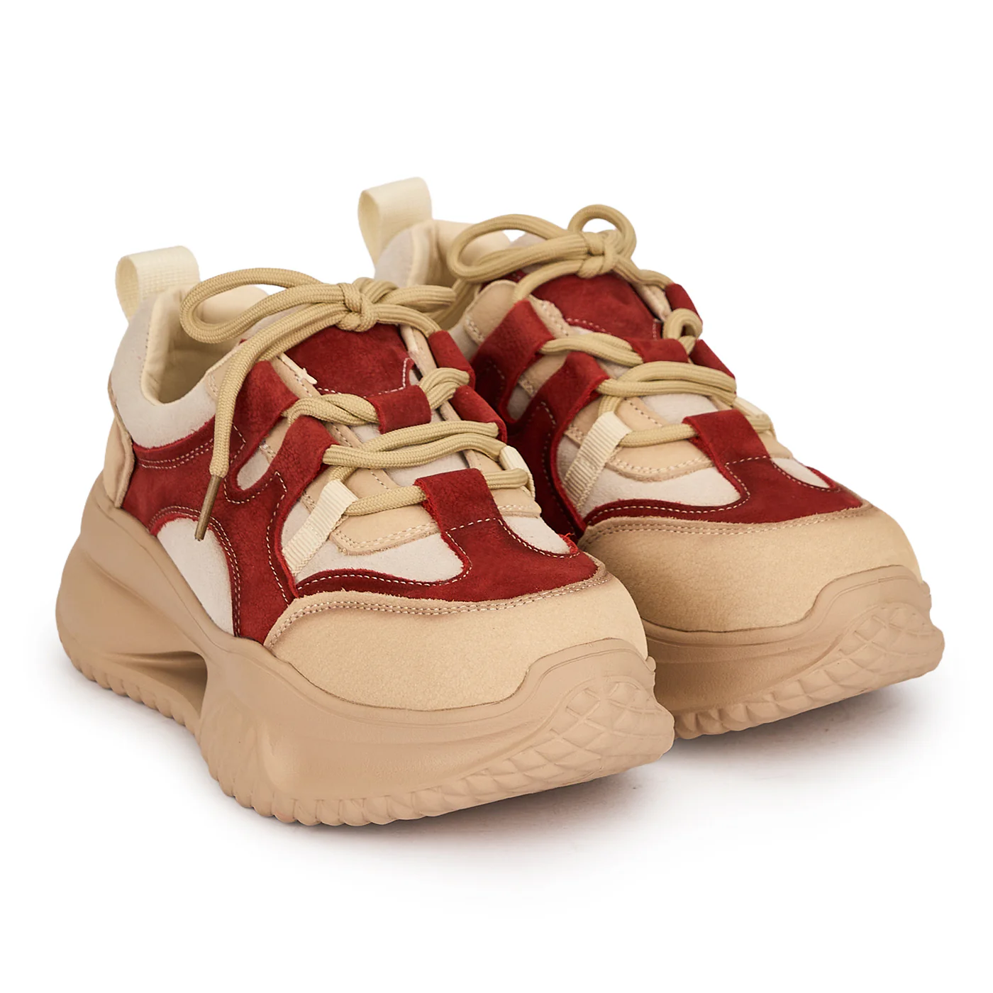 Pantofi dama din piele naturala rosie cu talpa inalta 5 cm 19520 - Image 4