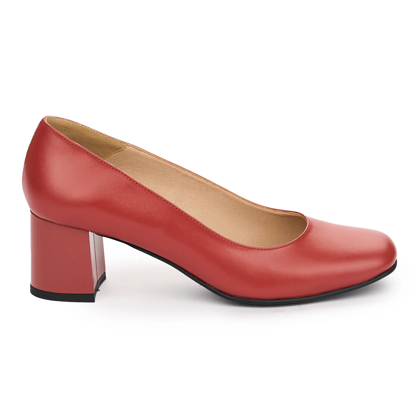 Pantofi dama din piele naturala rosie cu toc 55mm 12984