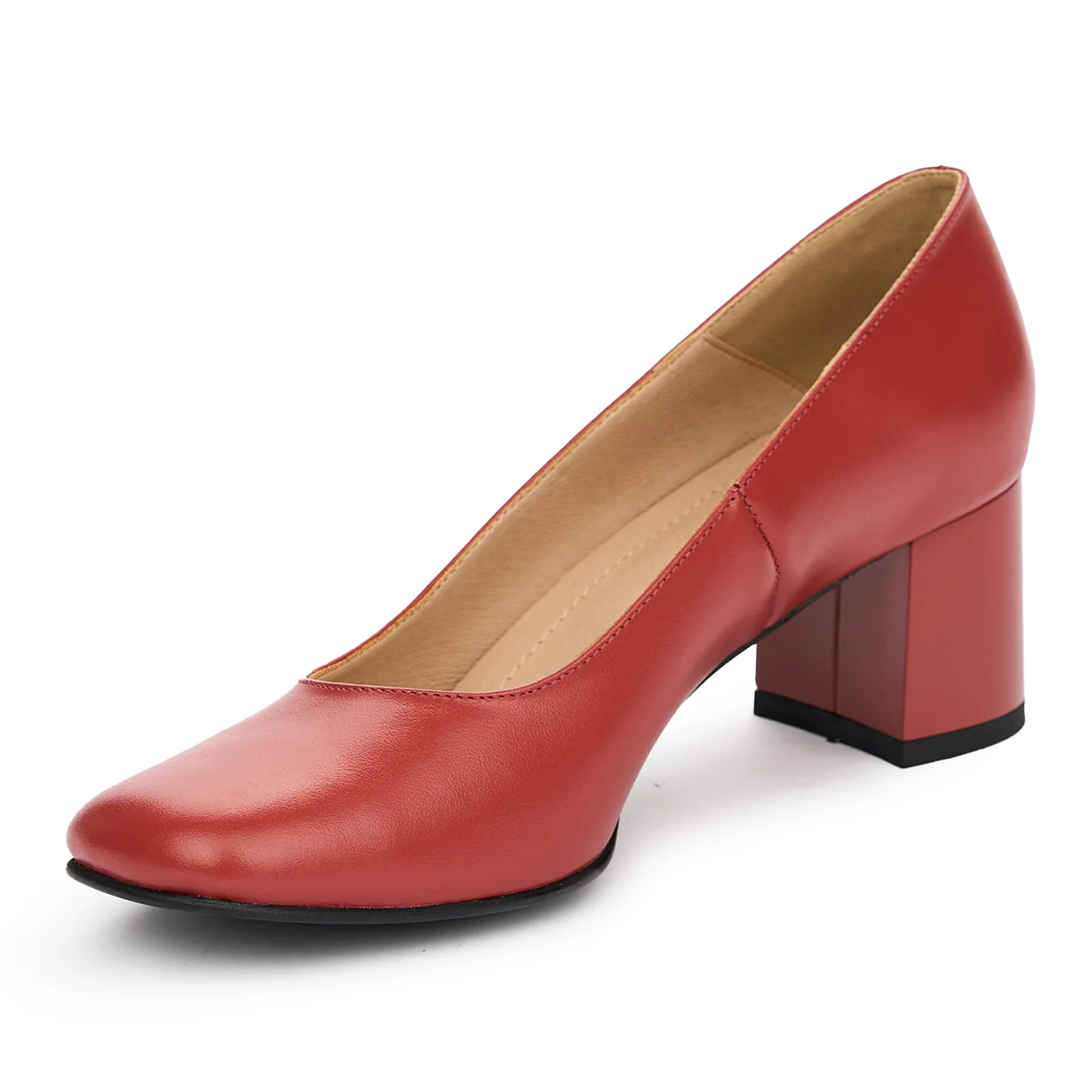 Pantofi dama din piele naturala rosie cu toc 55mm 12984 - Image 3