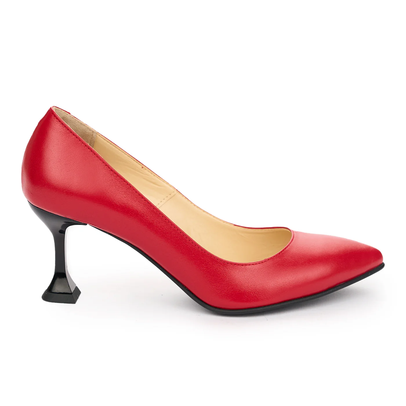 Pantofi dama din piele naturala rosie cu toc 7 cm 12993