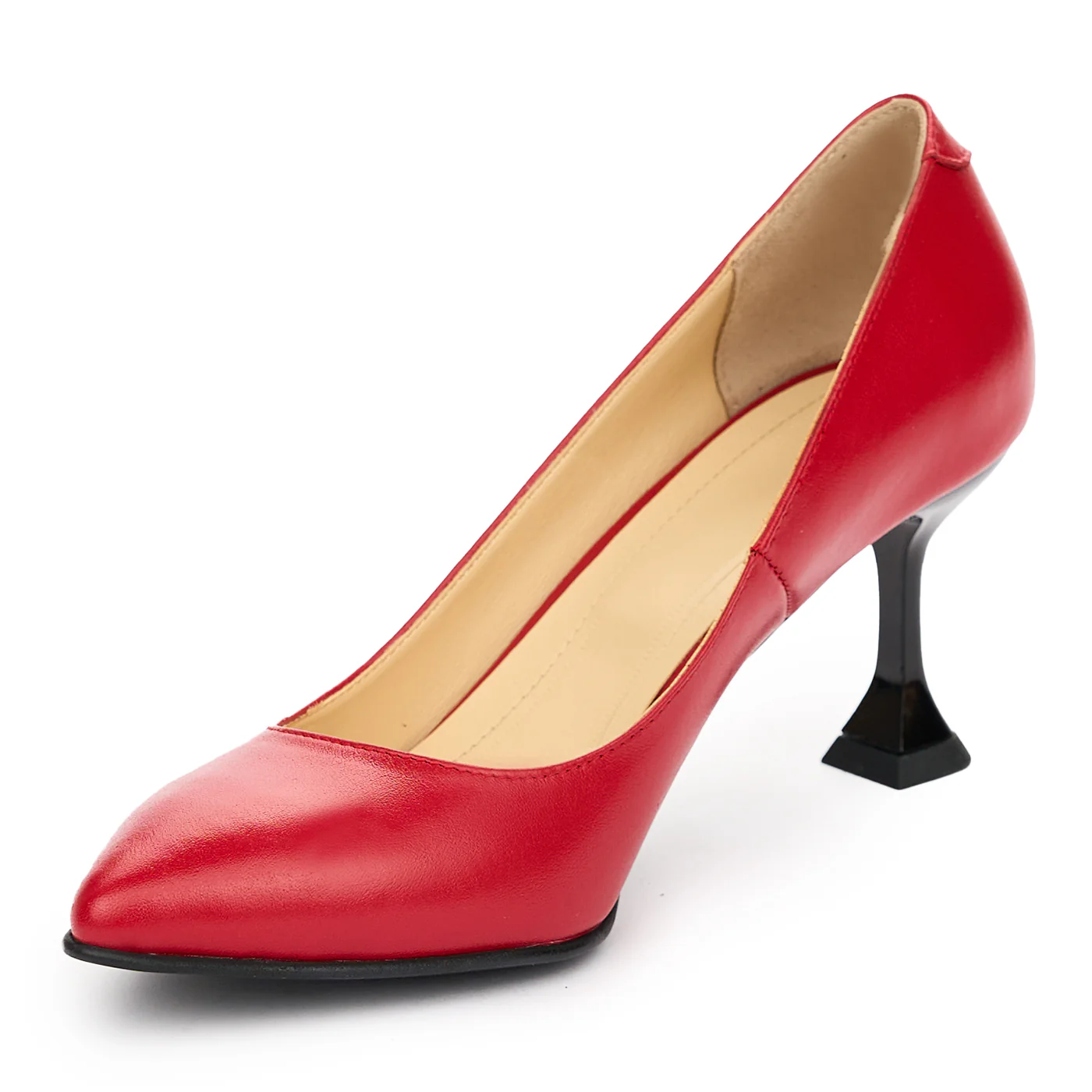Pantofi dama din piele naturala rosie cu toc 7 cm 12993 - Image 3