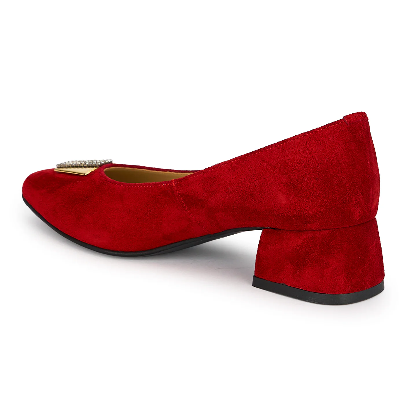 Pantofi dama din piele naturala rosie cu toc gros 4 cm 19178 - Image 2