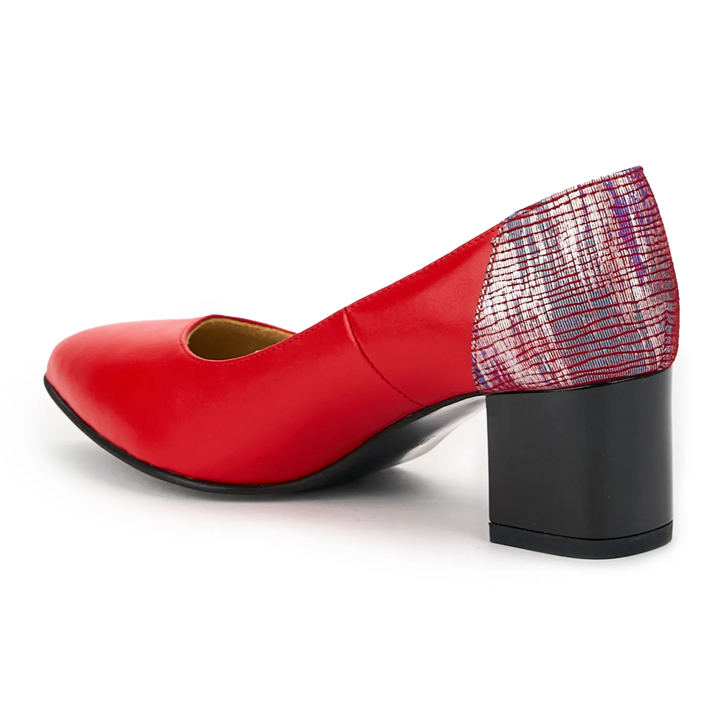 Pantofi dama din piele naturala rosie cu toc gros 5.5 cm 14919 - Image 2