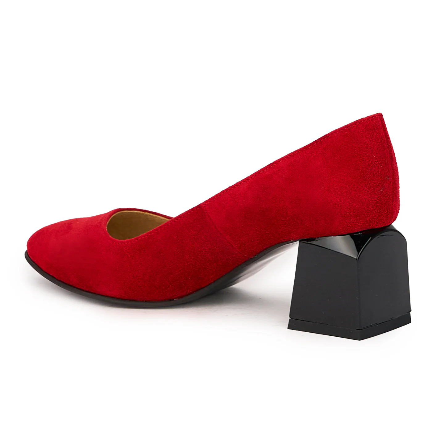 Pantofi dama din piele naturala rosie cu toc gros 5.5 cm 15981 - Image 2