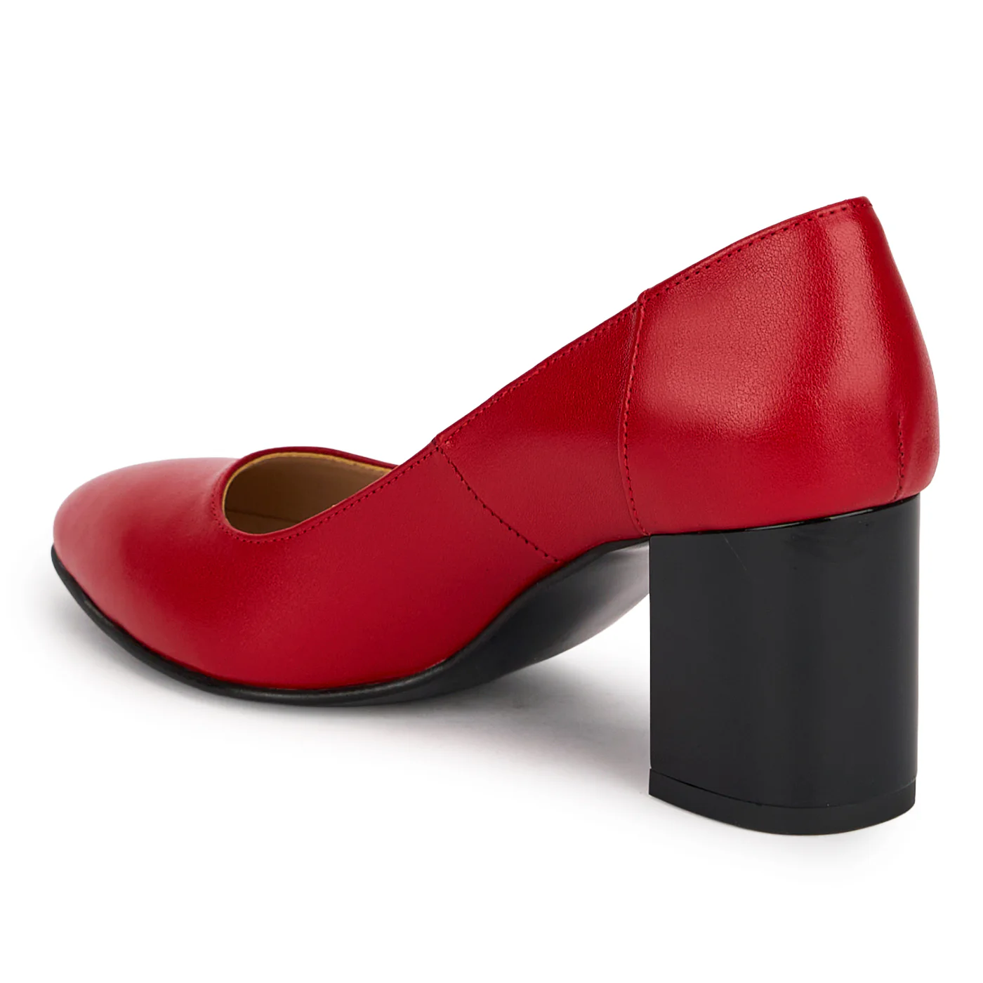Pantofi dama din piele naturala rosie cu toc gros 6.5 cm 18834 - Image 2