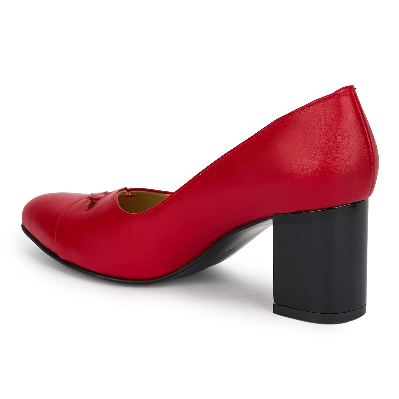 Pantofi dama din piele naturala rosie cu toc gros 6.5 cm 19187 - Image 2