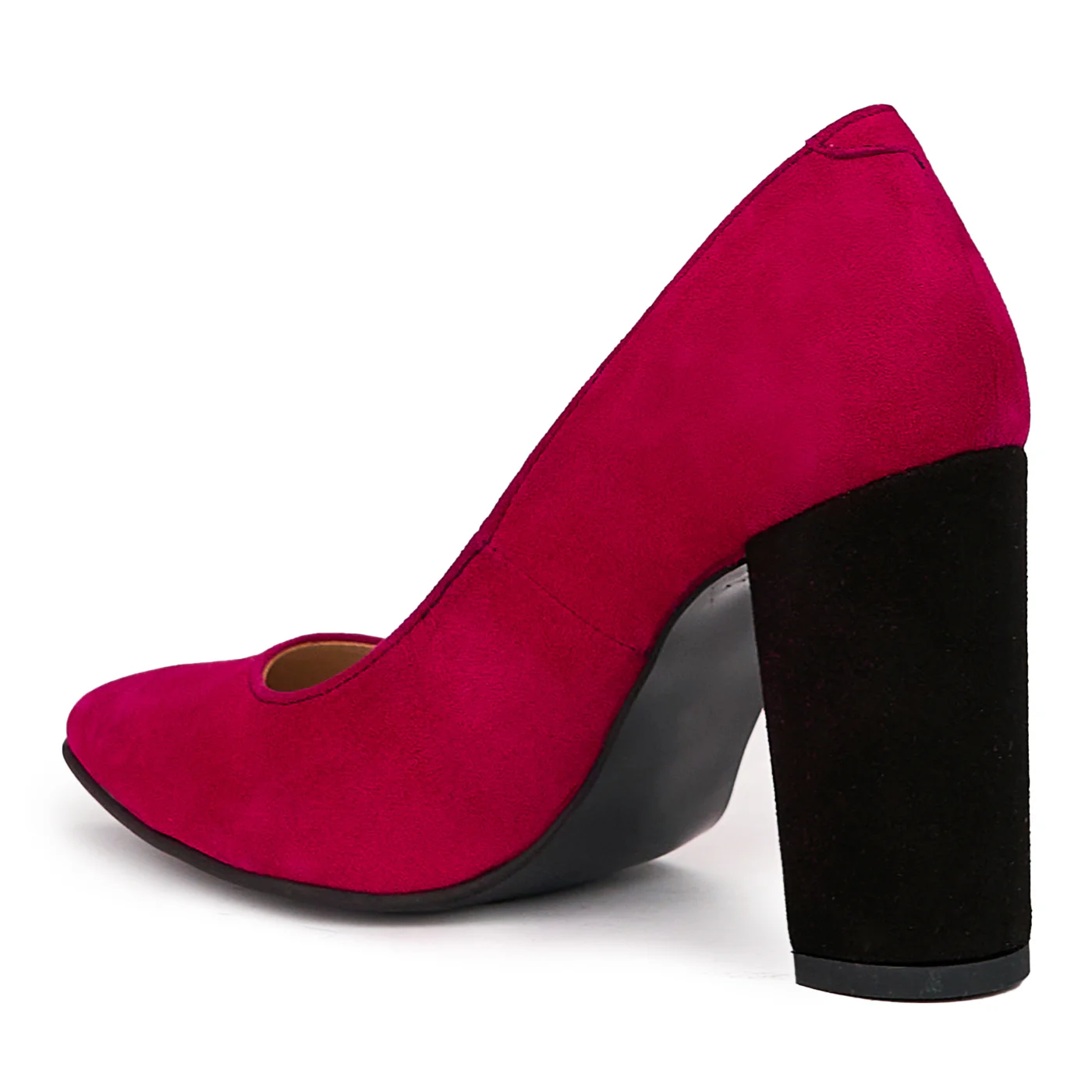 Pantofi dama din piele naturala mov cu toc gros 9.5 cm 14438 - Image 2