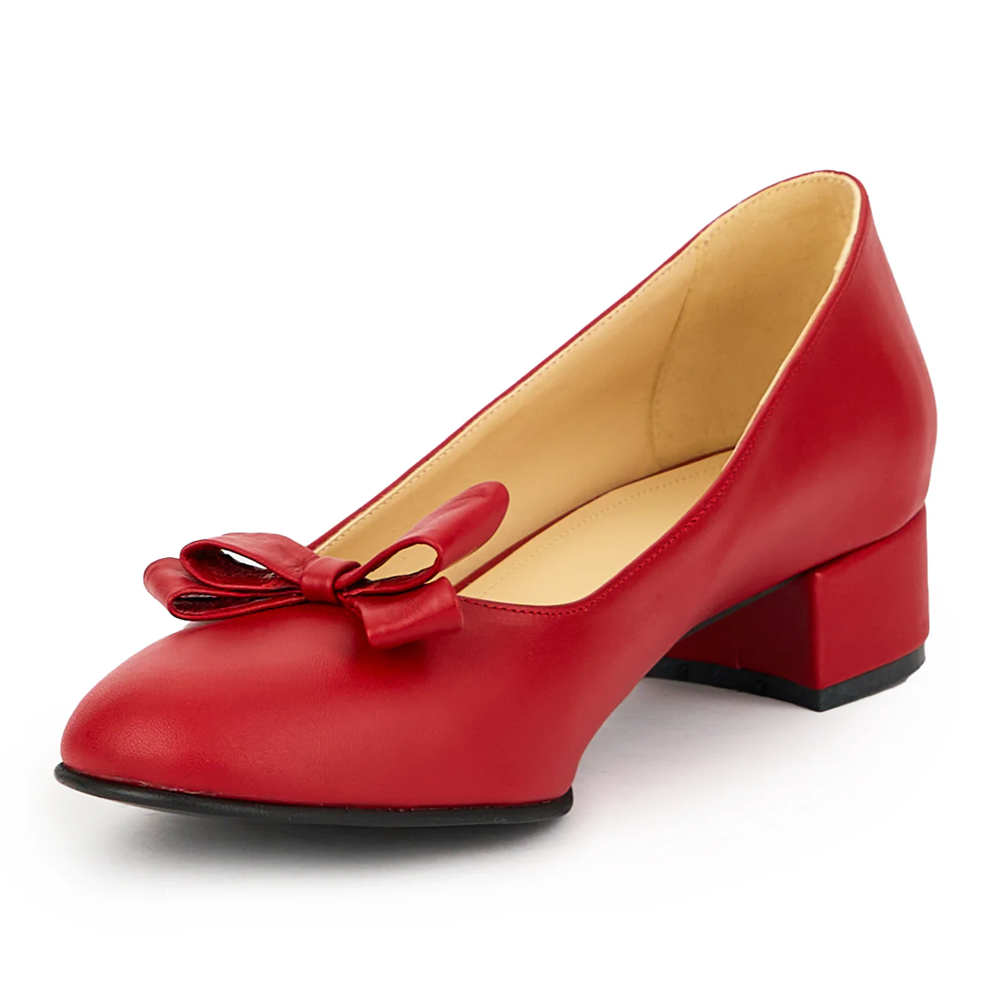 Pantofi dama din piele naturala rosie cu toc mic 3.5 cm 14903 - Image 3