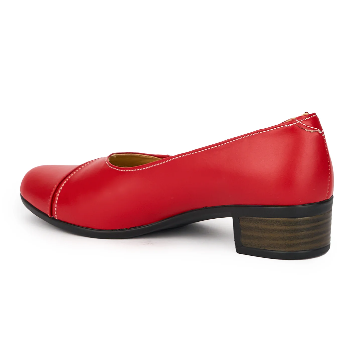 Pantofi dama din piele naturala rosie cu toc mic 3.5 cm 15481 - Image 2