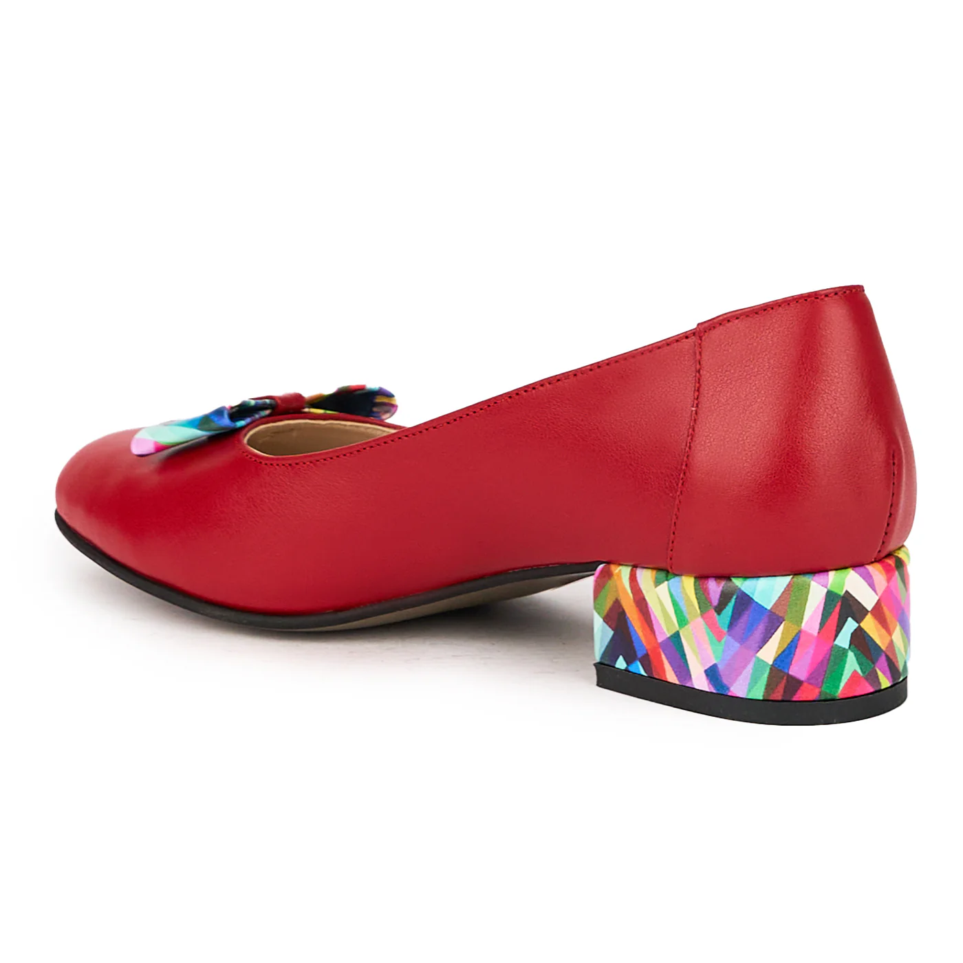 Pantofi dama din piele naturala rosie cu toc mic 3.5 cm 15962 - Image 2