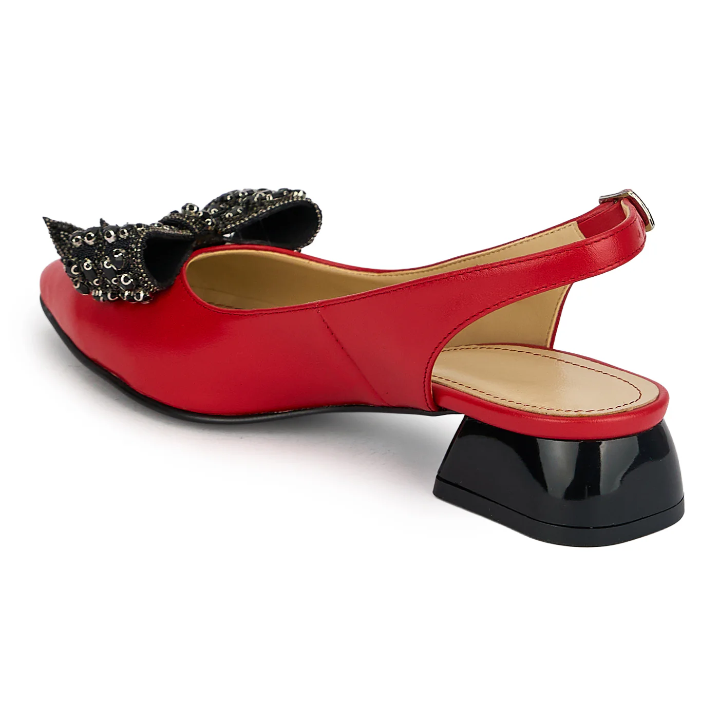 Pantofi dama din piele naturala rosie cu toc mic 3 cm 19914 - Image 2