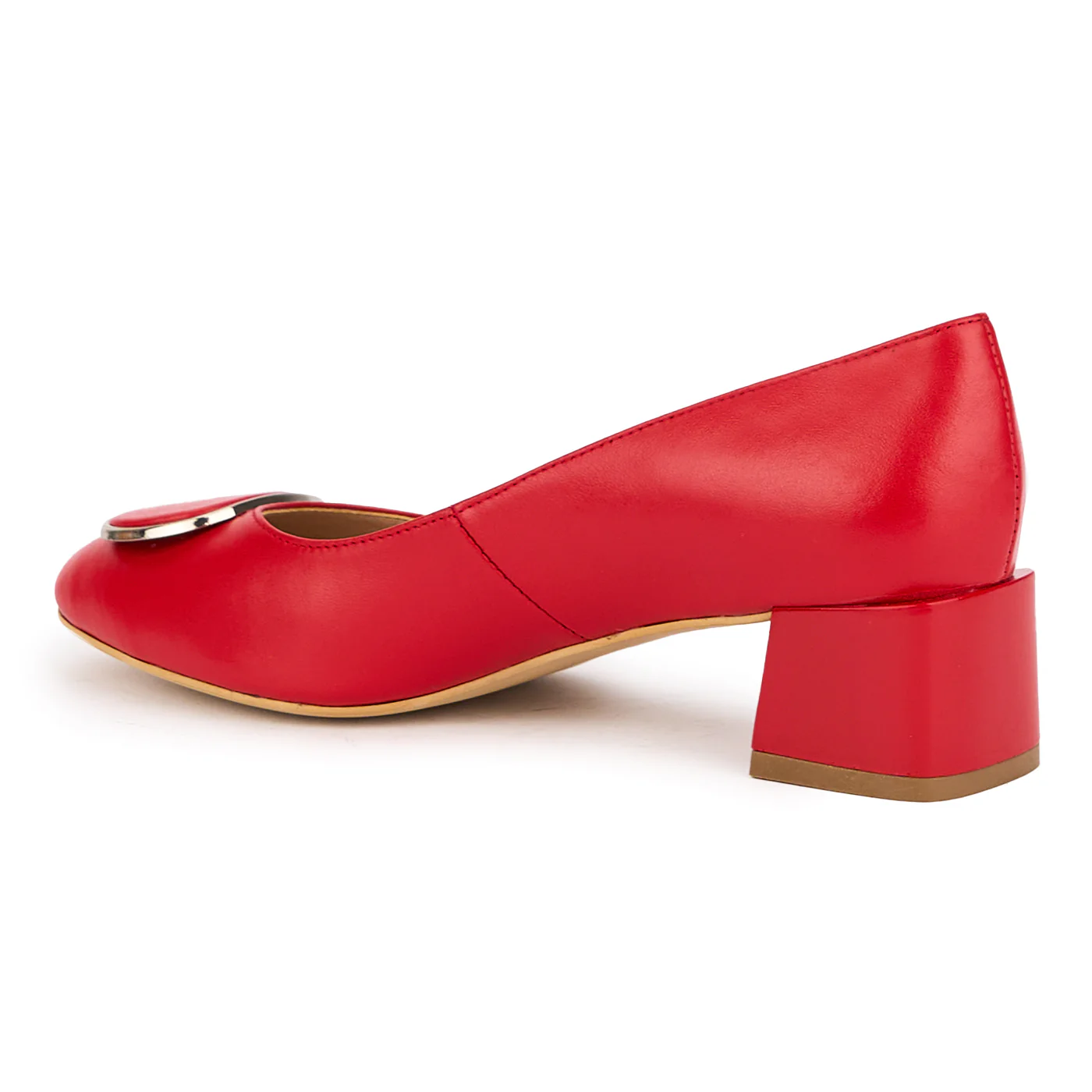 Pantofi dama din piele naturala rosie cu toc mic 4.5 cm 17039 - Image 2