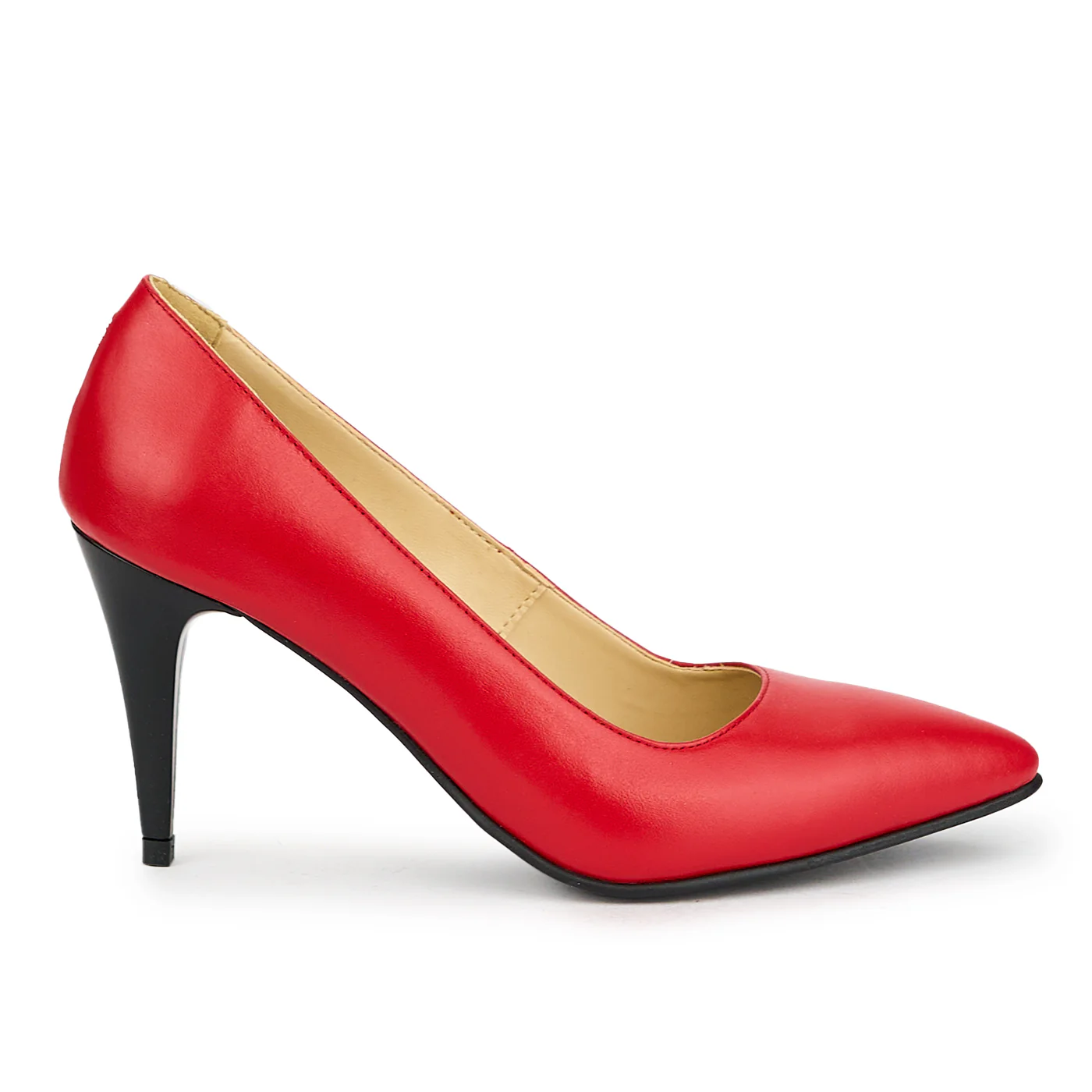 Pantofi dama din piele naturala rosie cu toc subtire 10 cm 15071