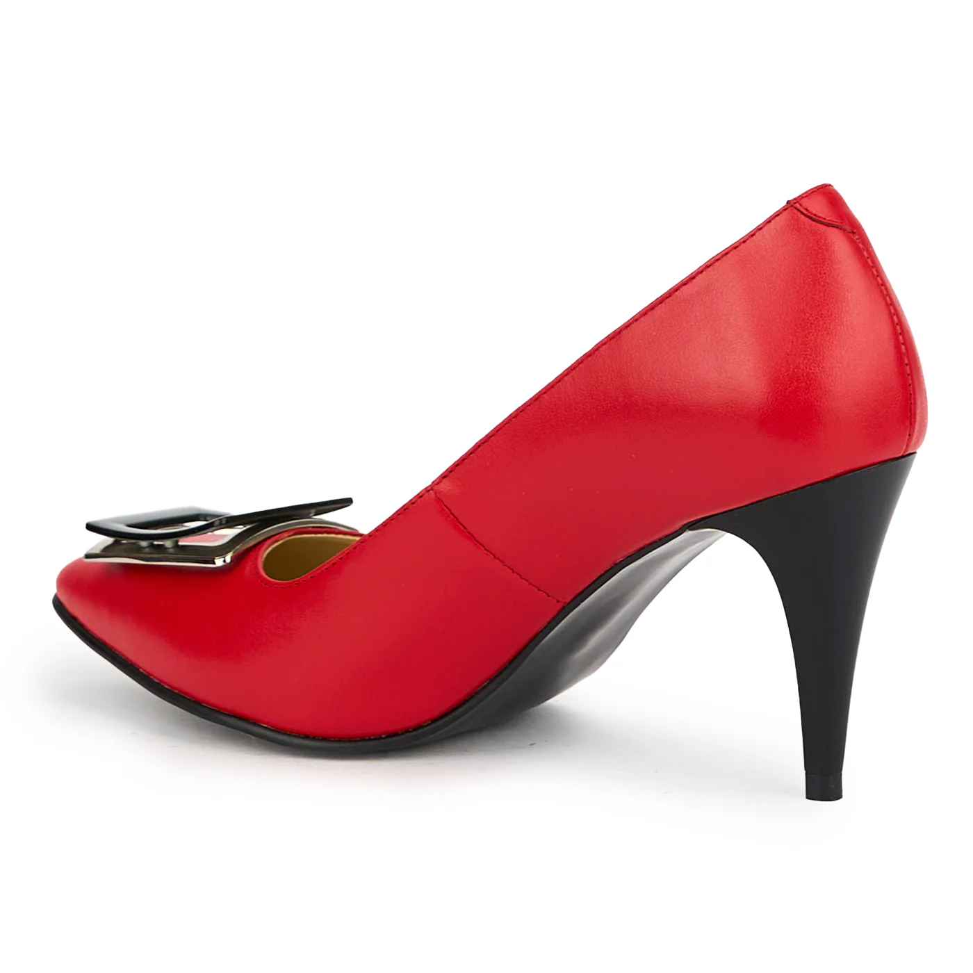Pantofi dama din piele naturala rosie cu toc subtire 10 cm 15121 - Image 2