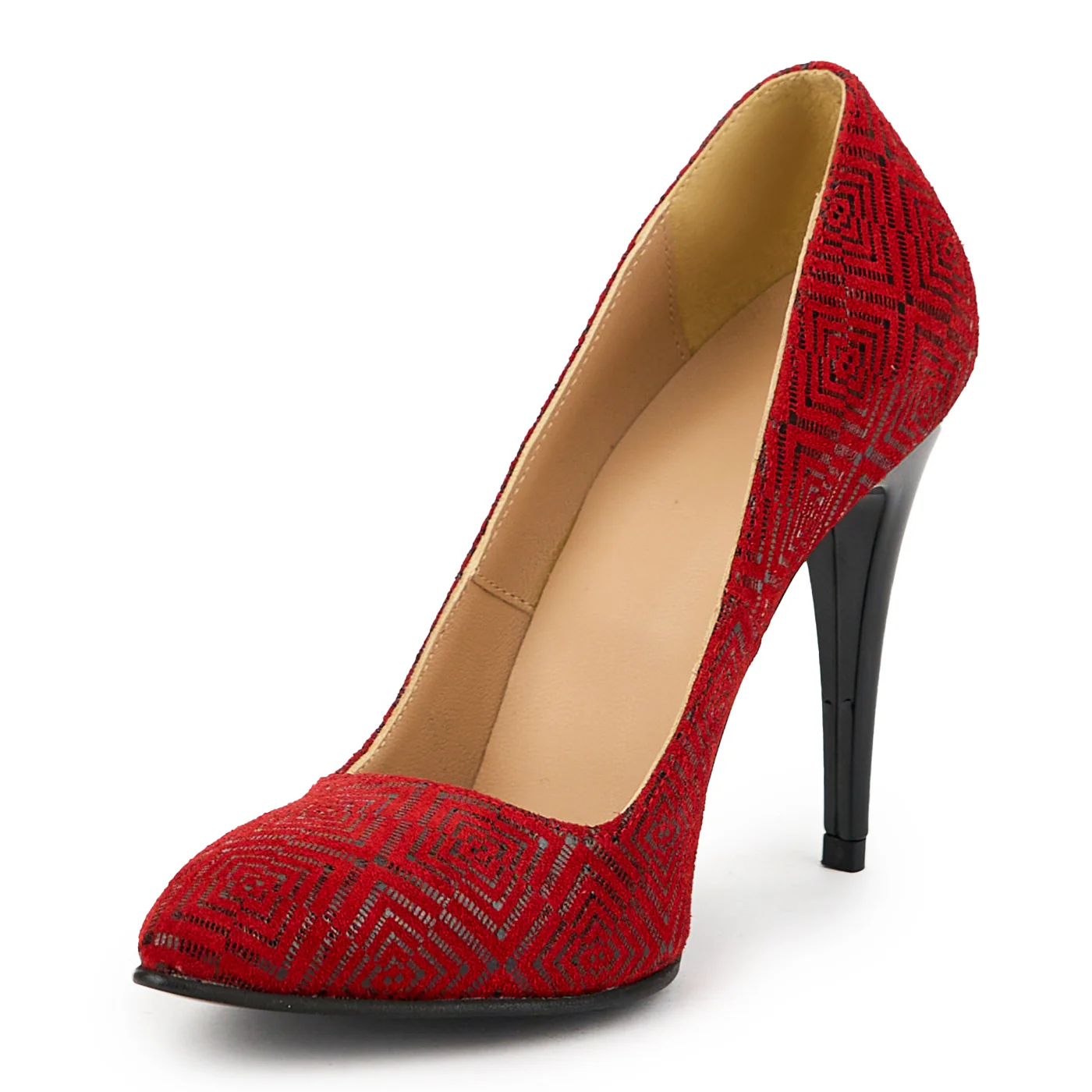 Pantofi dama din piele naturala rosie cu toc subtire 11 cm 14921 - Image 3