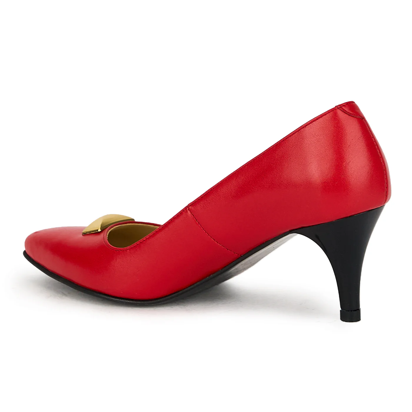 Pantofi dama din piele naturala rosie cu toc subtire 17506 - Image 2