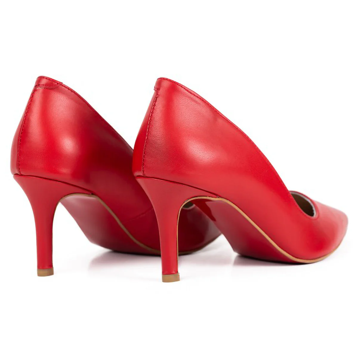Pantofi dama din piele naturala rosie cu toc subtire 7 cm 15770 - Image 2