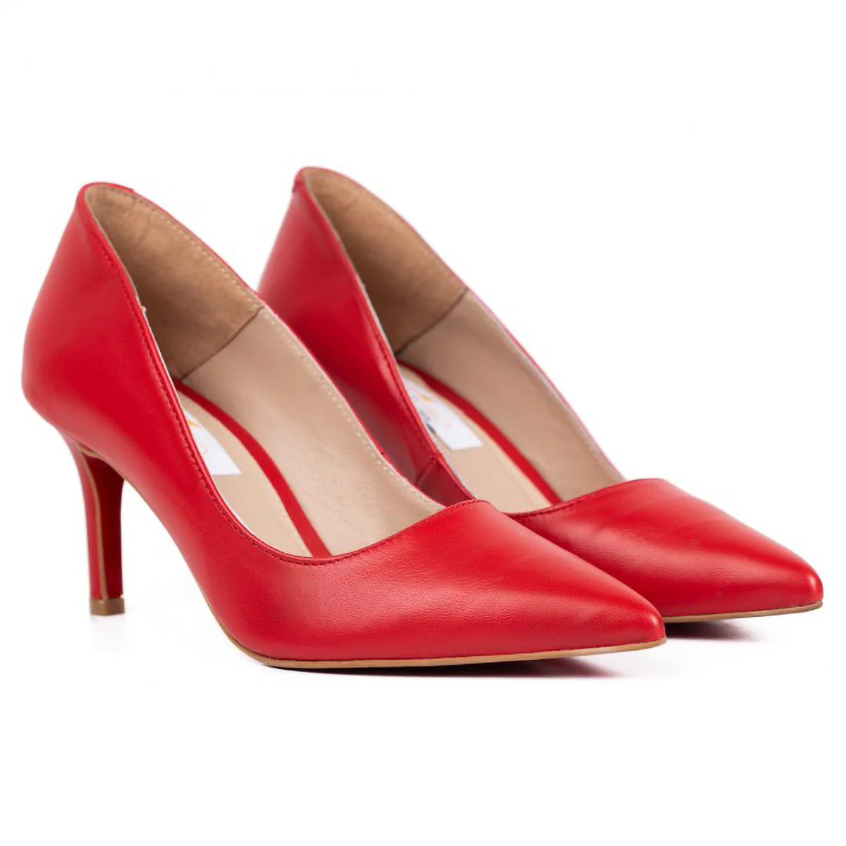 Pantofi dama din piele naturala rosie cu toc subtire 7 cm 15770 - Image 3