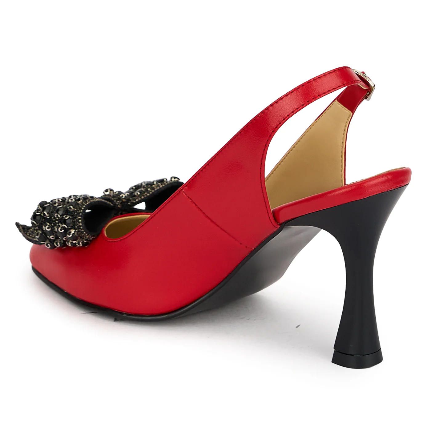 Pantofi dama din piele naturala rosie cu toc subtire 8.5 cm 19876 - Image 2
