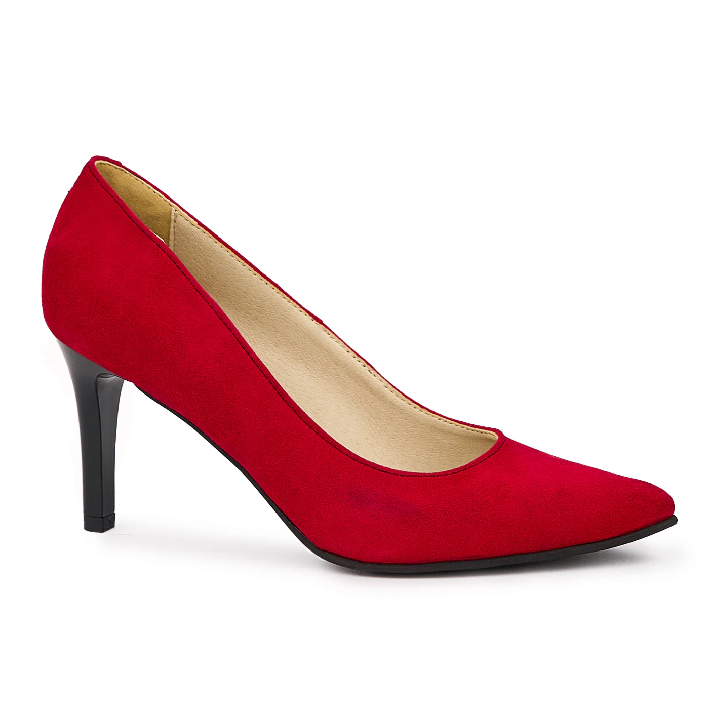 Pantofi dama din piele naturala rosie cu toc subtire 8 cm 14437