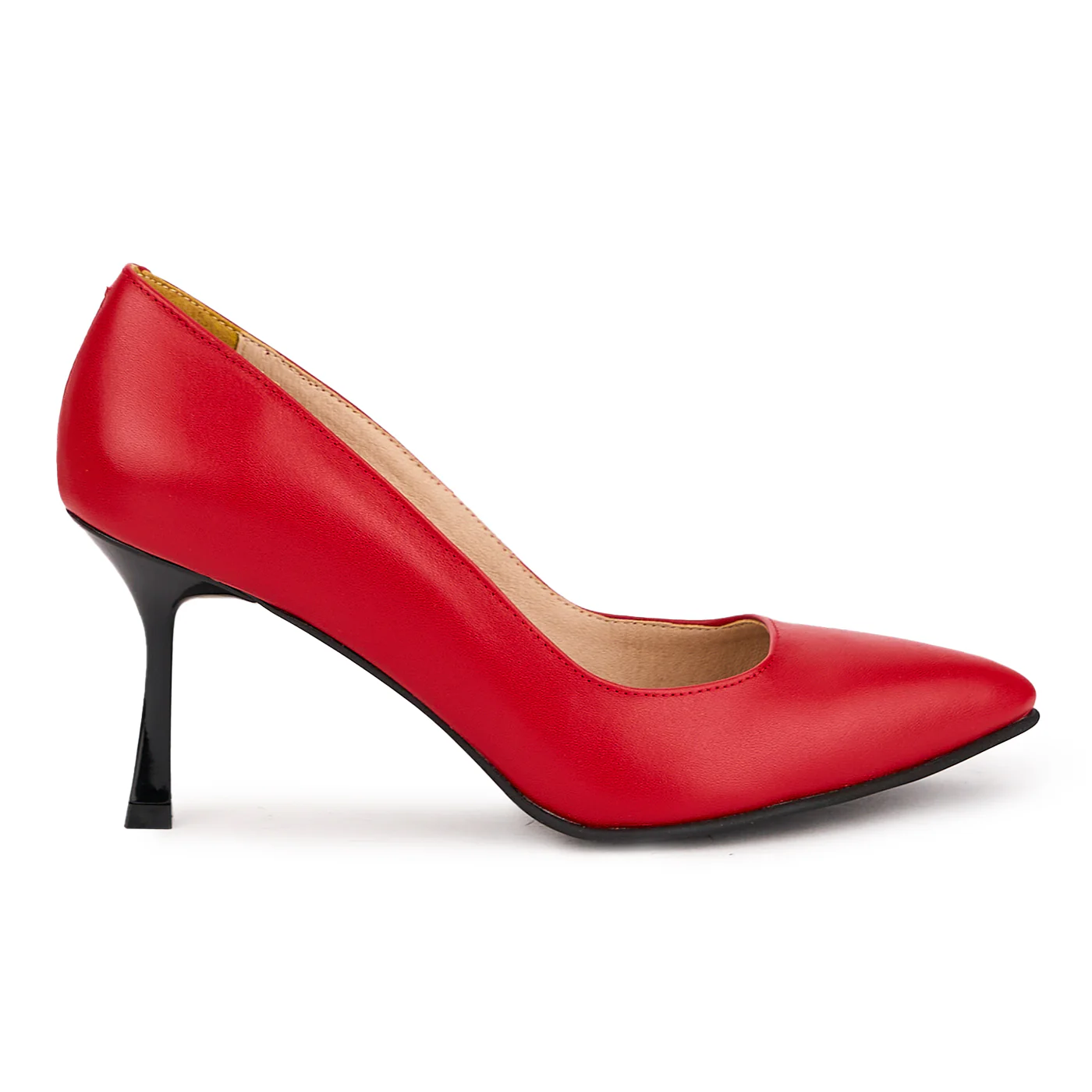 Pantofi dama din piele naturala rosie cu toc subtire 8 cm 16626