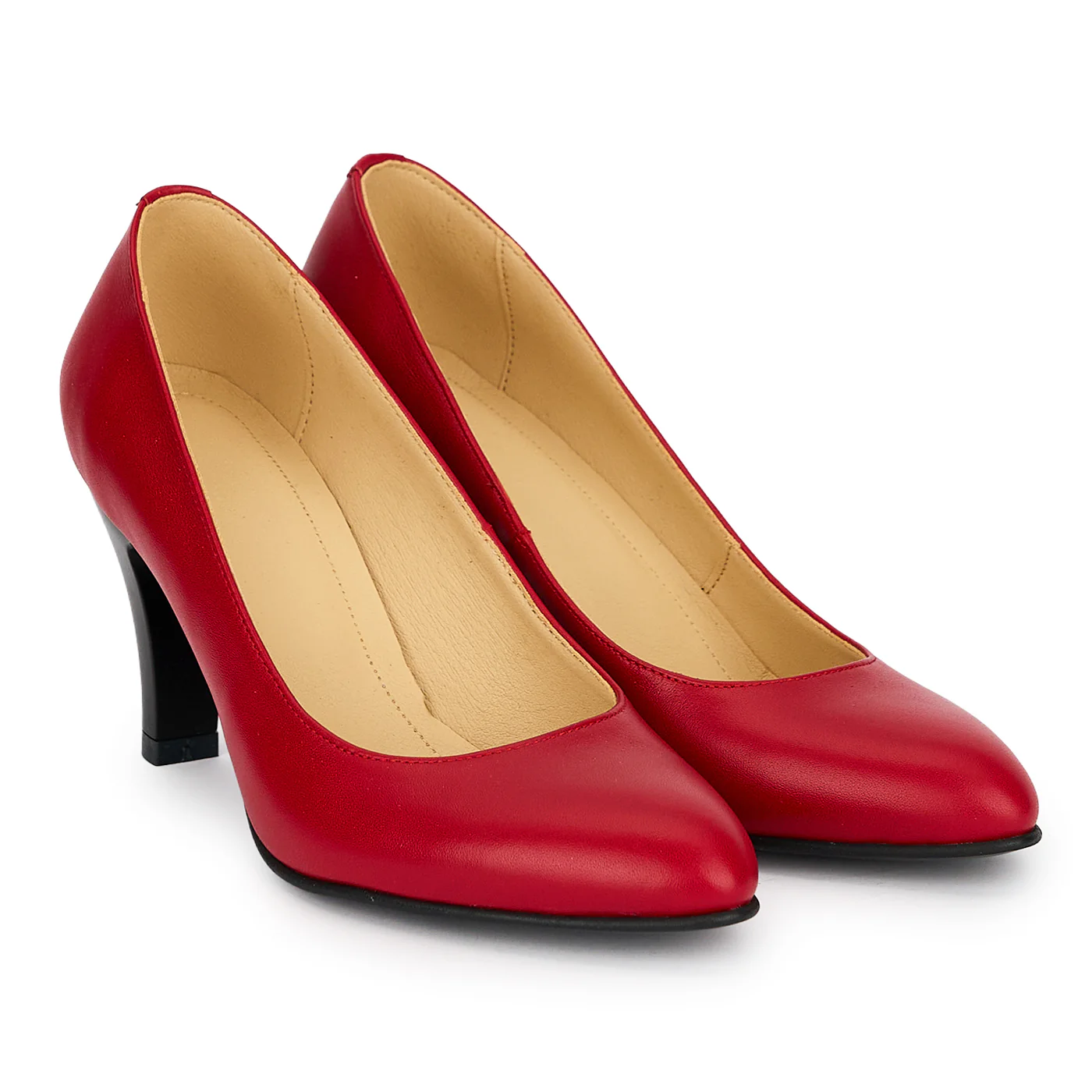 Pantofi dama din piele naturala rosie cu toc subtire 8 cm 19181 - Image 4