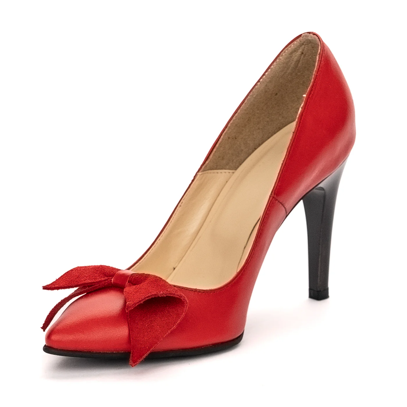 Pantofi dama din piele naturala rosie cu toc subtire 9.5cm 13412 - Image 3