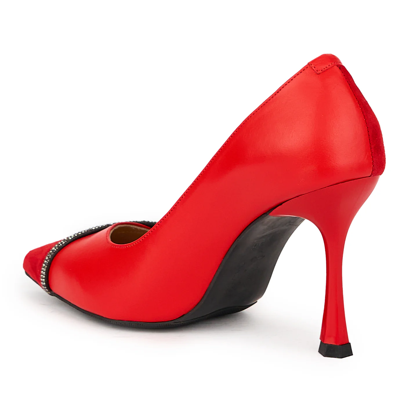 Pantofi dama din piele naturala rosie cu toc subtire 9 cm 15670 - Image 2