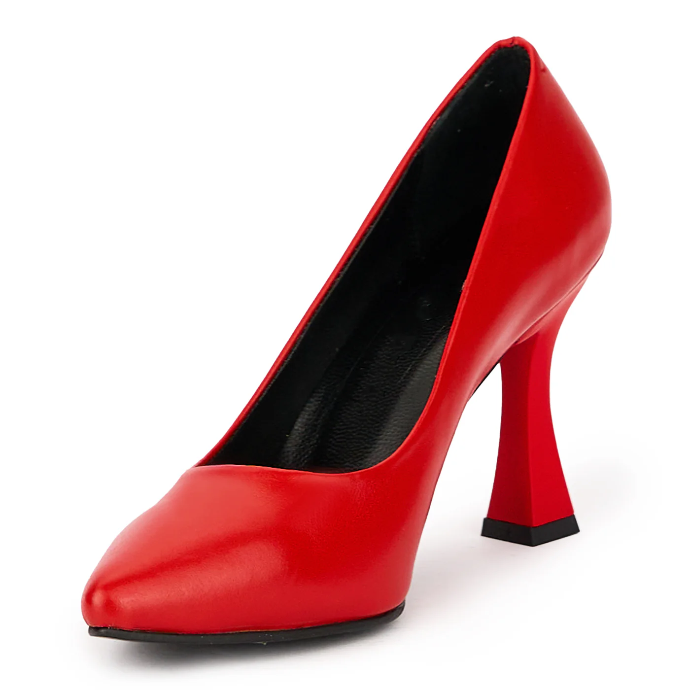 Pantofi dama din piele naturala rosie cu toc subtire 9 cm 15916 - Image 3
