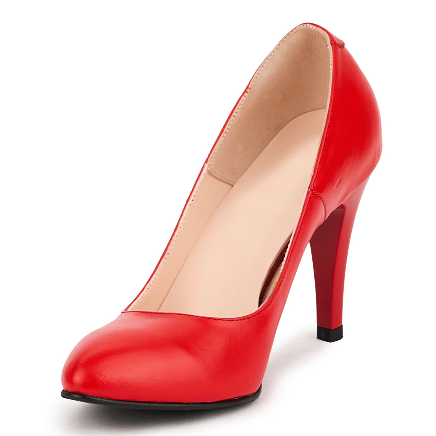 Pantofi dama din piele naturala rosie cu toc subtire 9 cm 16756 - Image 3