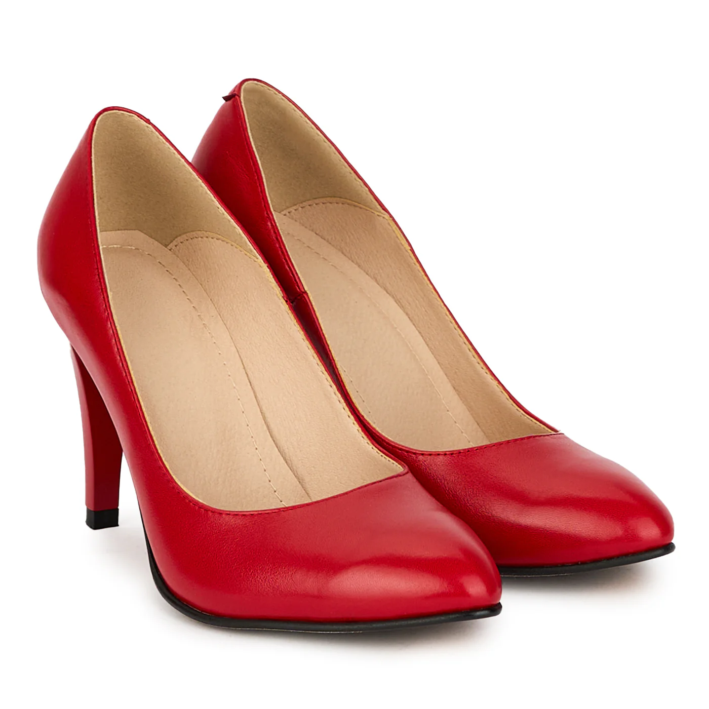 Pantofi dama din piele naturala rosie cu toc subtire 9 cm 18192 - Image 4