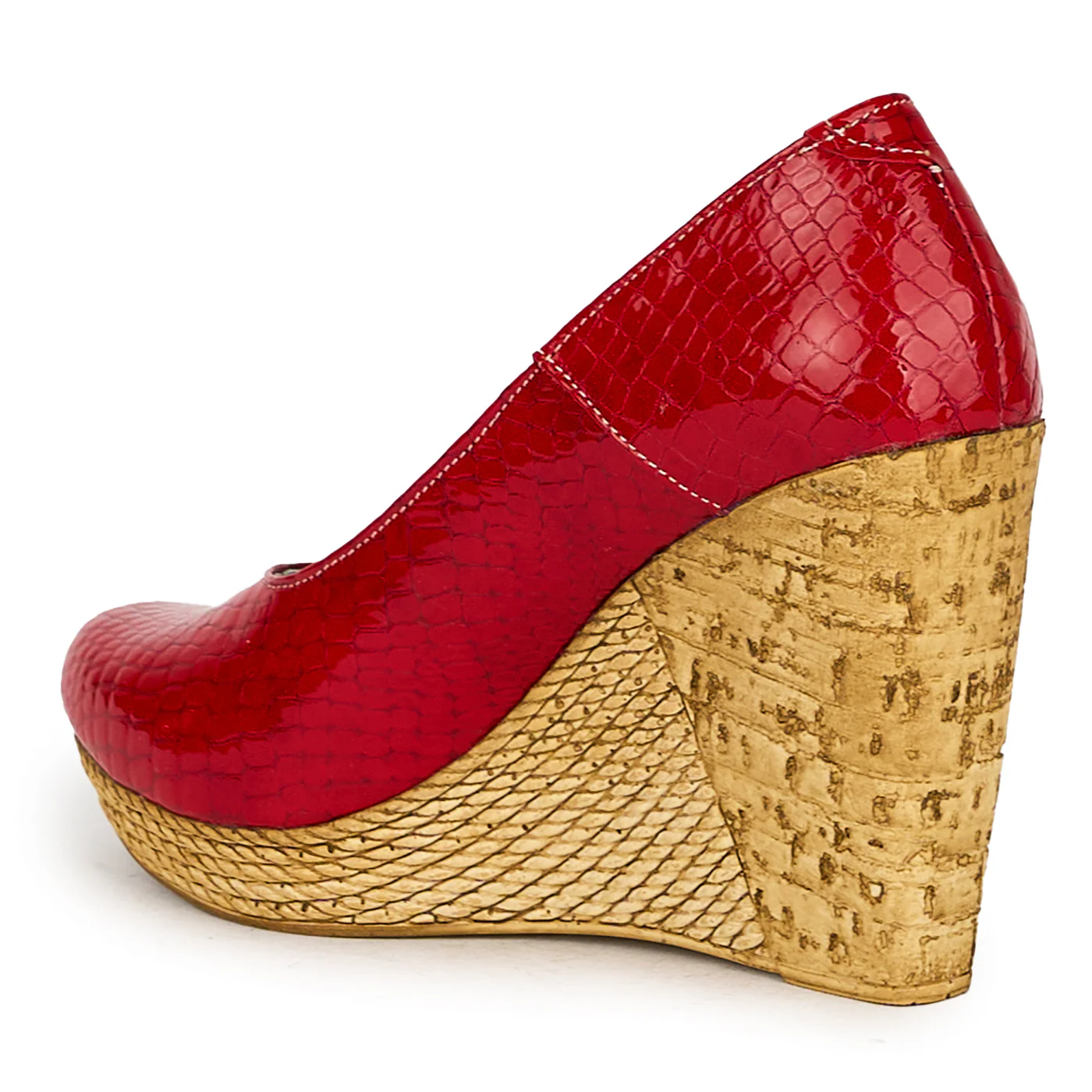 Pantofi dama din piele naturala rosu  cu platforma 17555 - Image 2