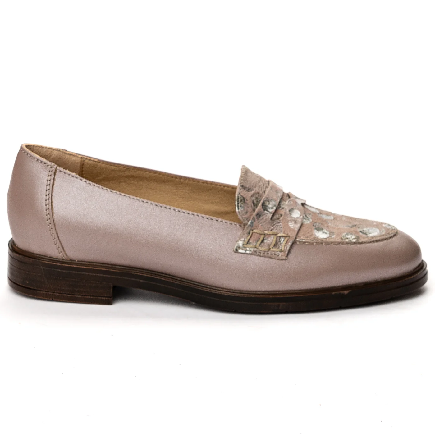 Pantofi dama din piele naturala roz 13630