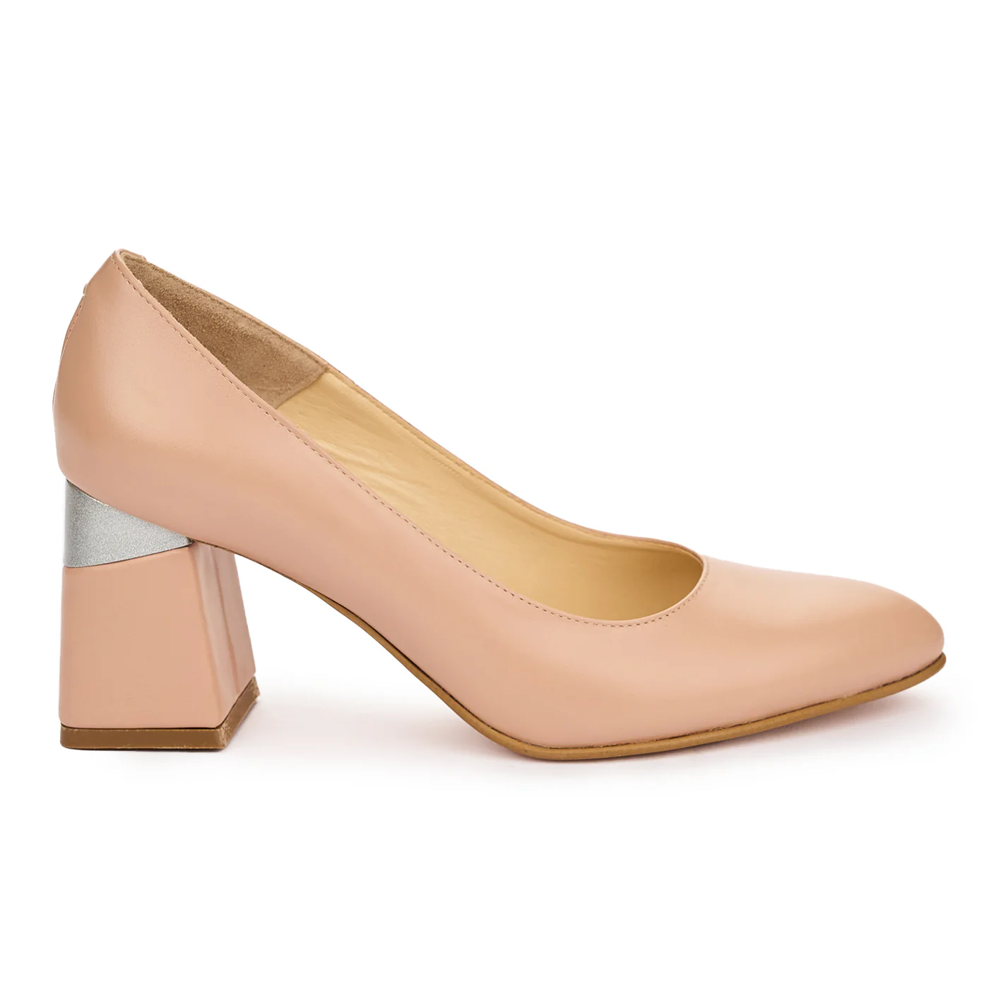 Pantofi dama din piele naturala roz cu toc 8 cm 12991